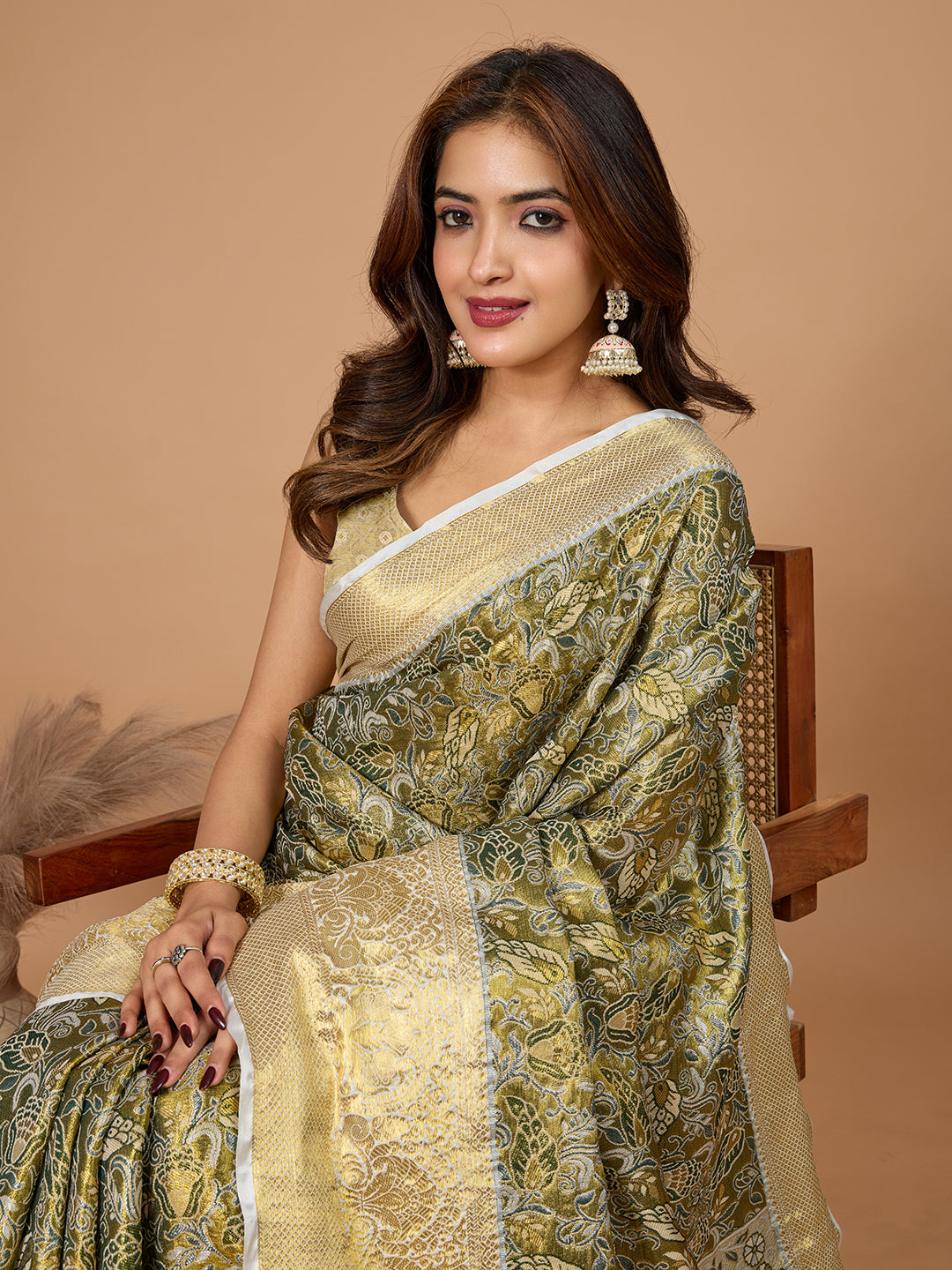 Mhendi Green Banarasi Saree