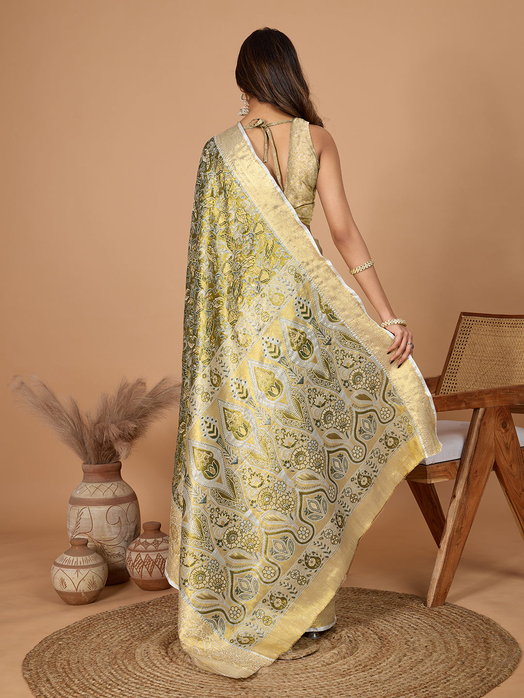 Mhendi Green Banarasi Saree
