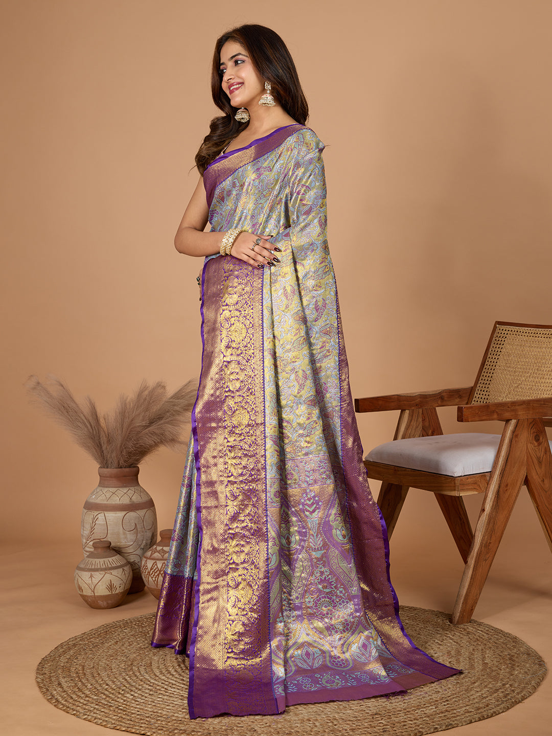 Navy Blue Banarasi Saree