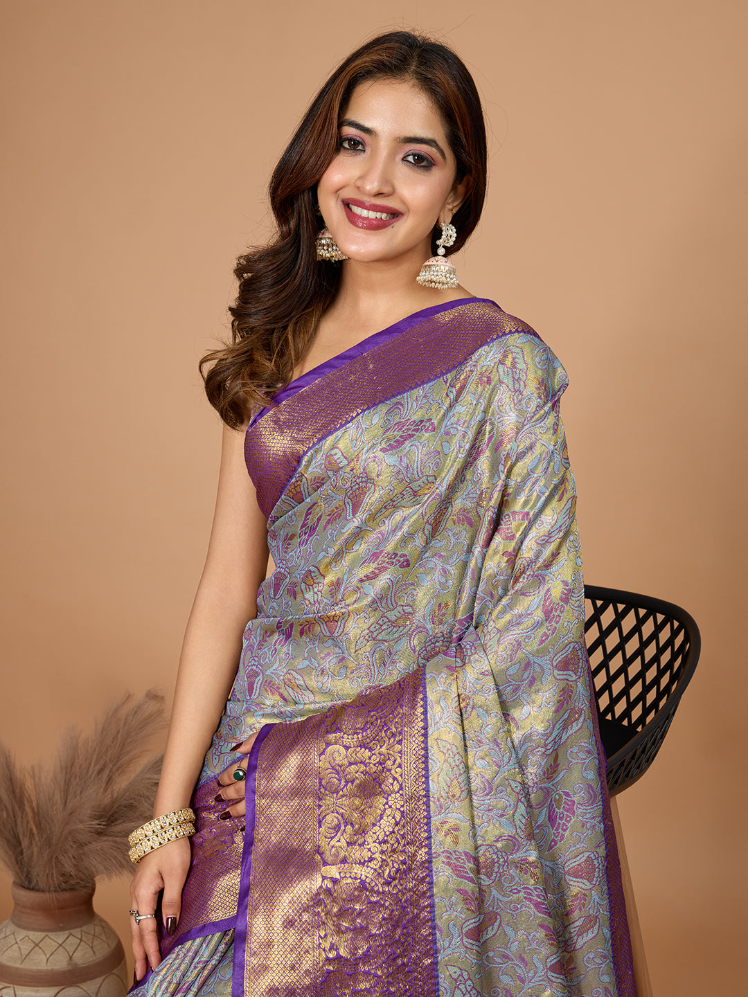 Navy Blue Banarasi Saree