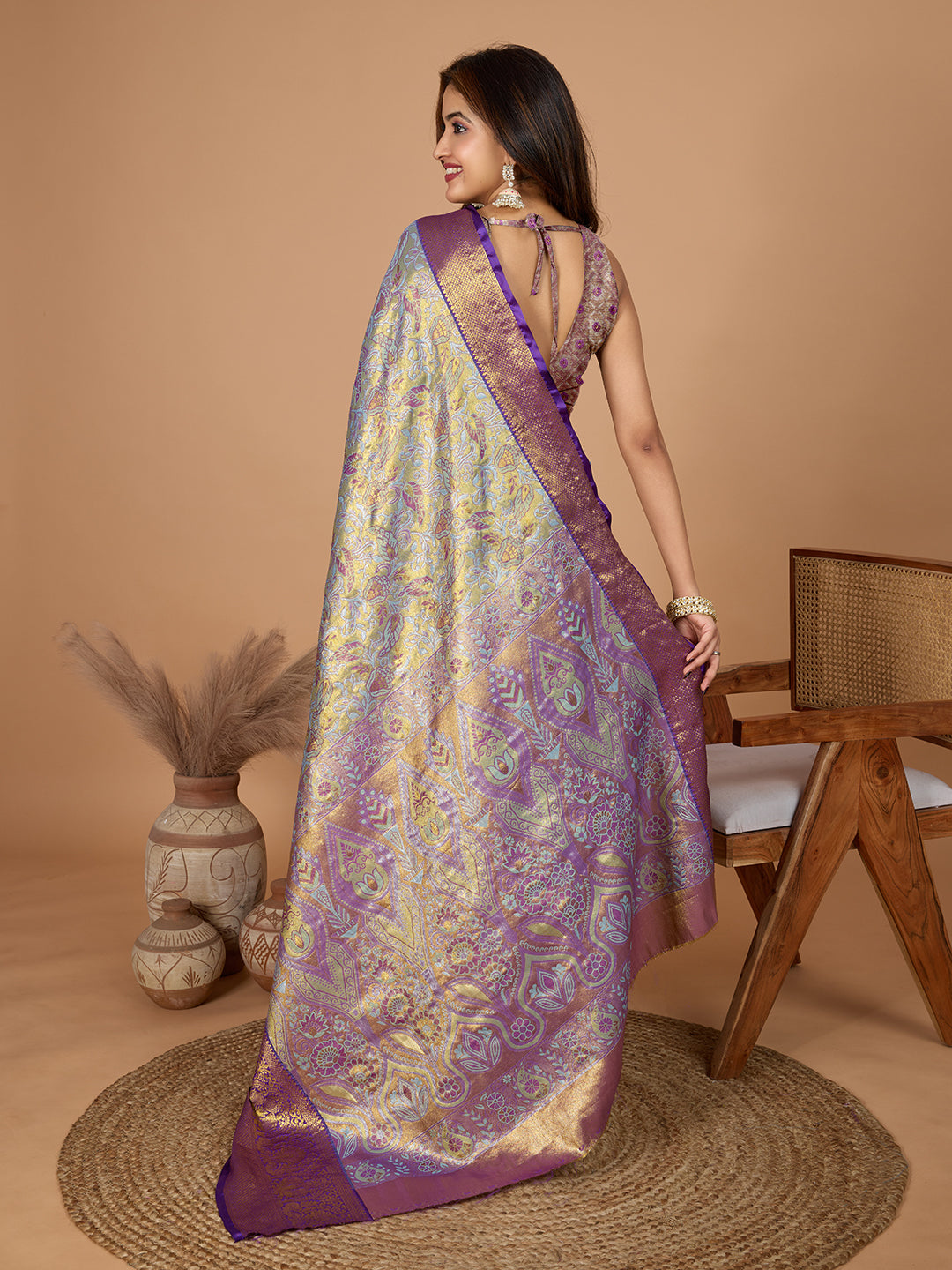 Navy Blue Banarasi Saree