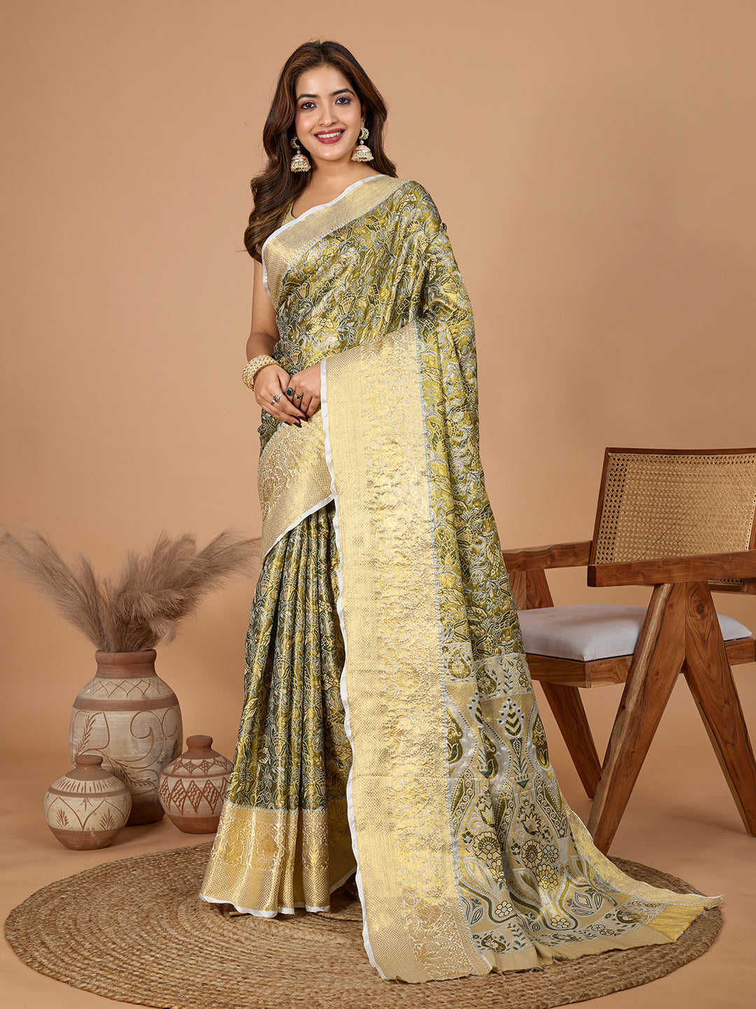 Mhendi Green Banarasi Saree