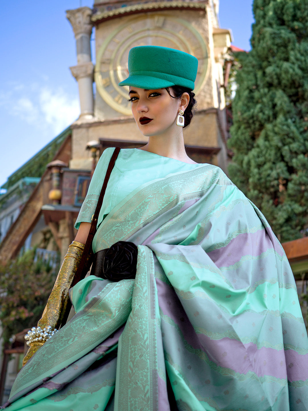 Green Katan Silk Saree