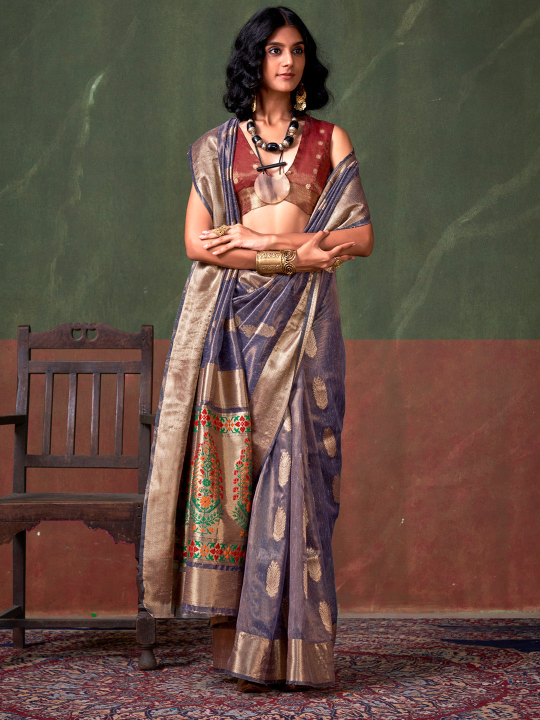 Purple Paithani Zari Tissue Saree