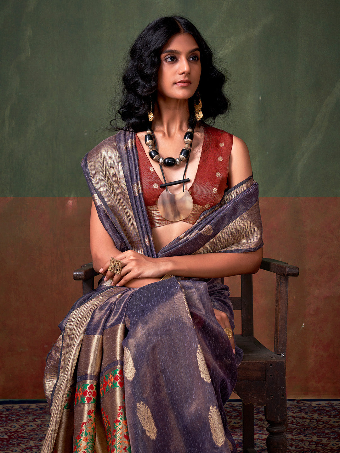 Purple Paithani Zari Tissue Saree