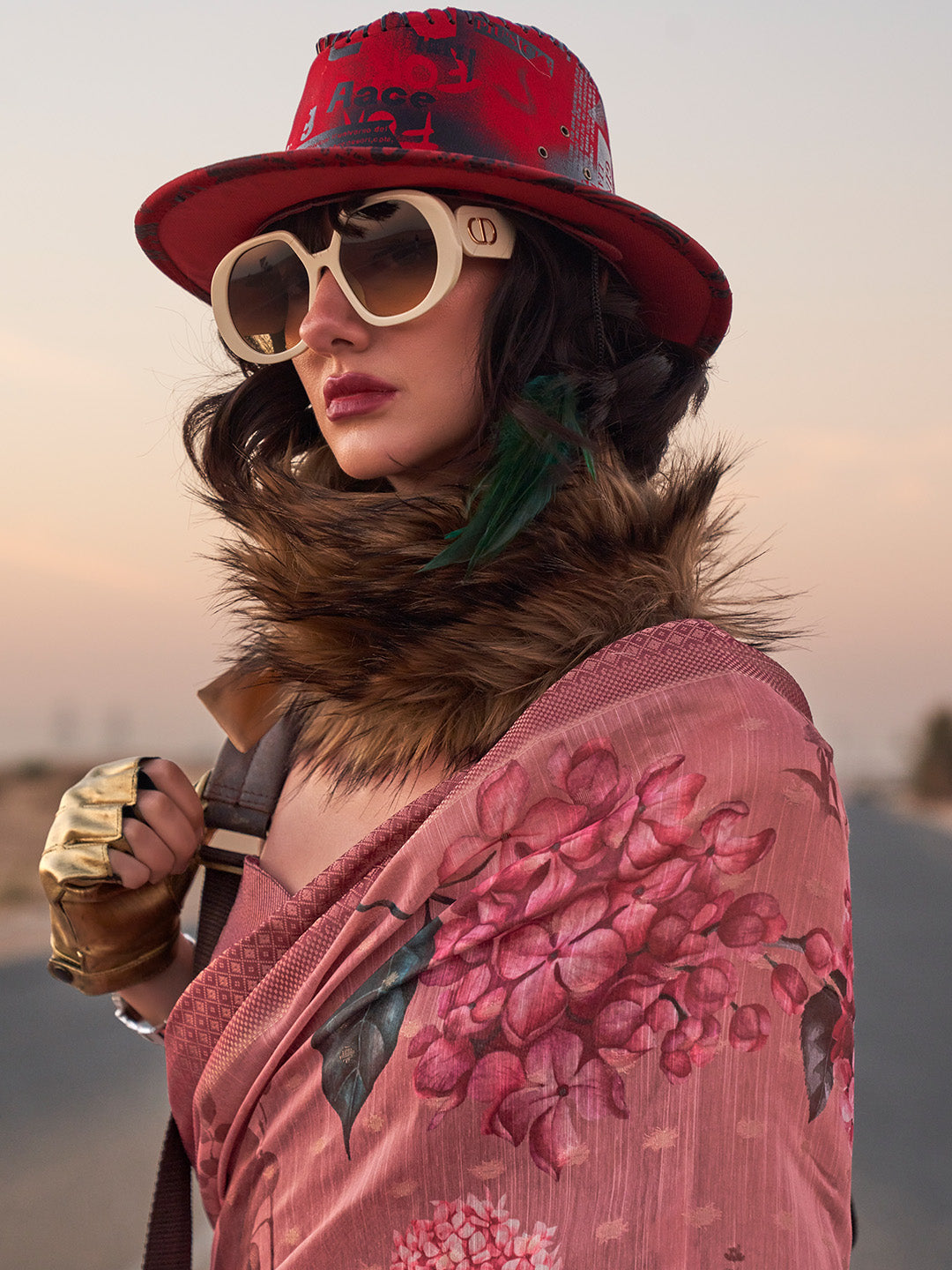 Multicolour Printed Linen Saree