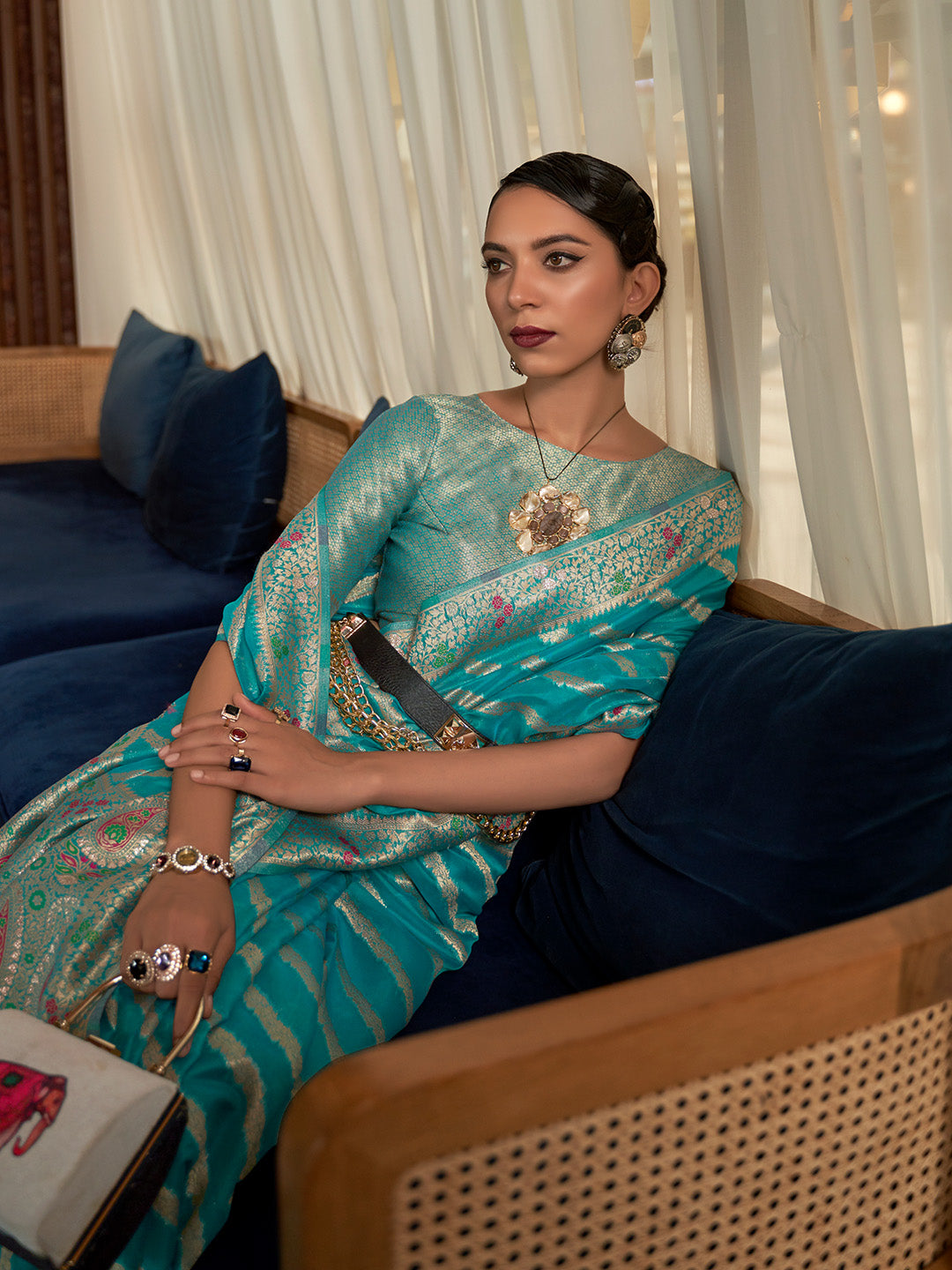 Meenakari Weaving Organza Silk Saree