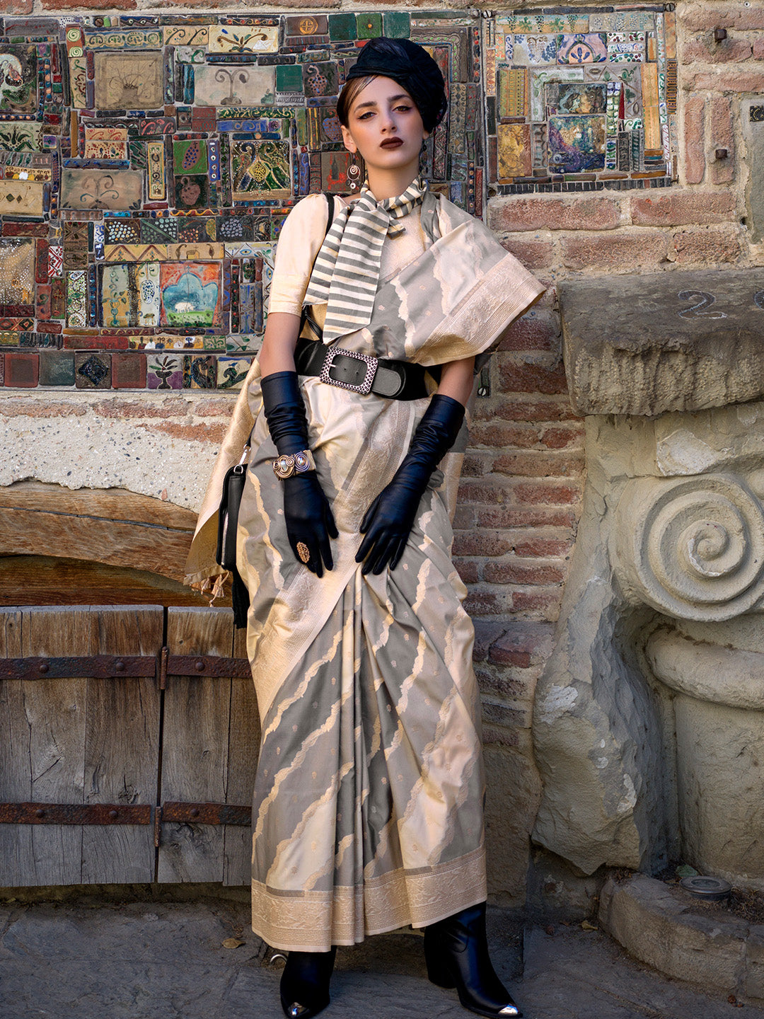 Gold Katan Silk Saree