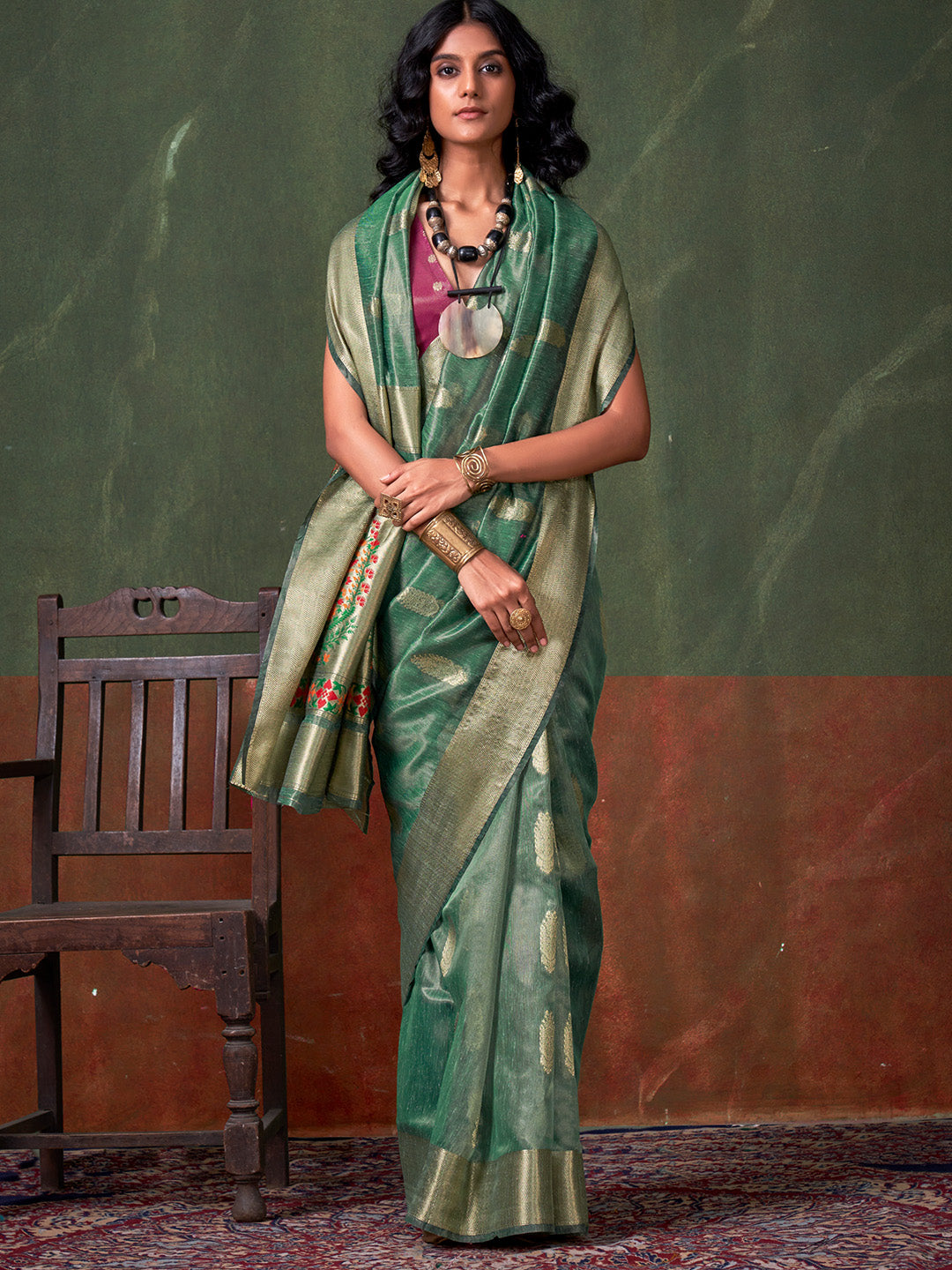 Green Paithani Zari Tissue Saree