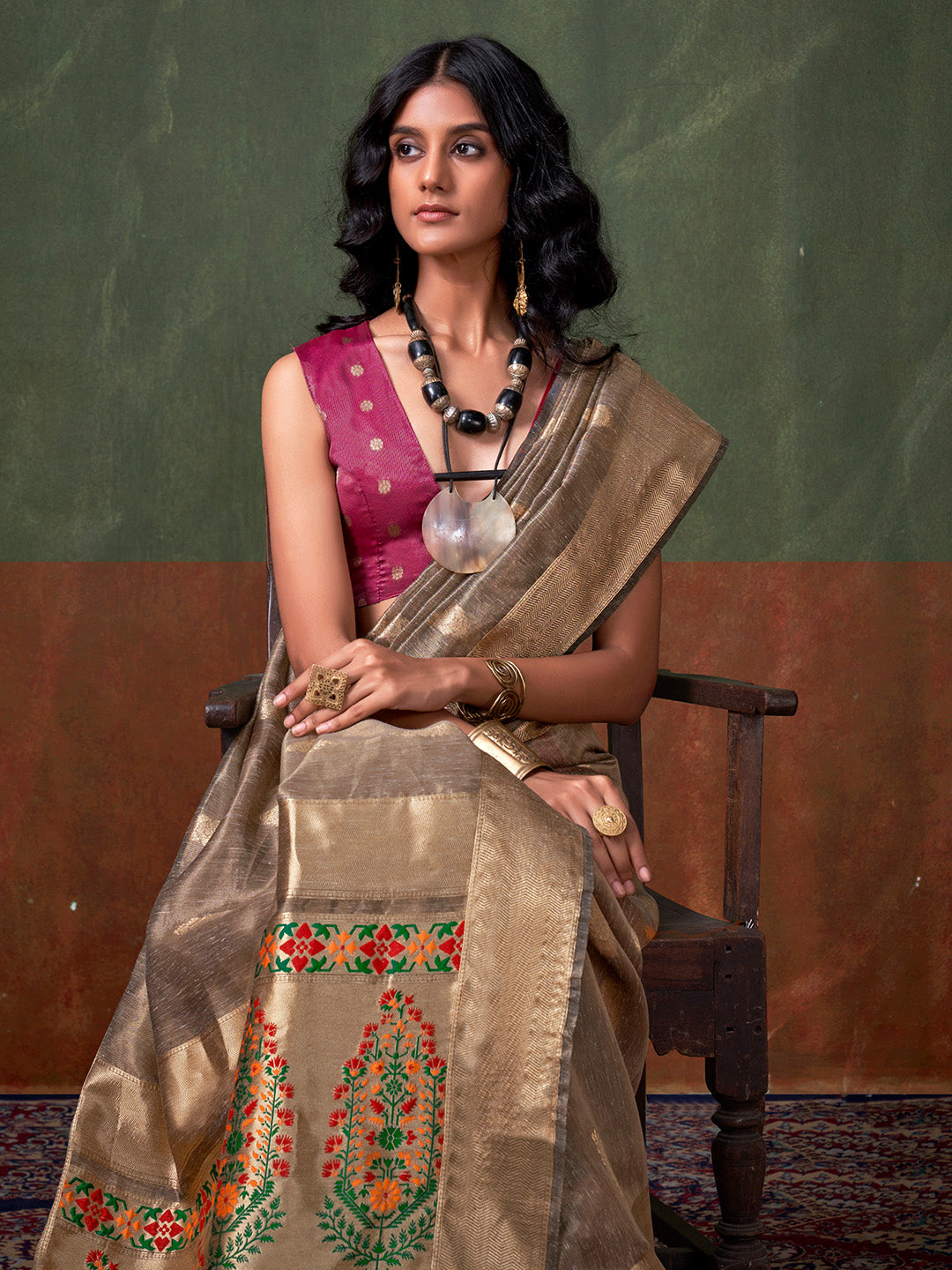 Gold Paithani Zari Tissue Saree