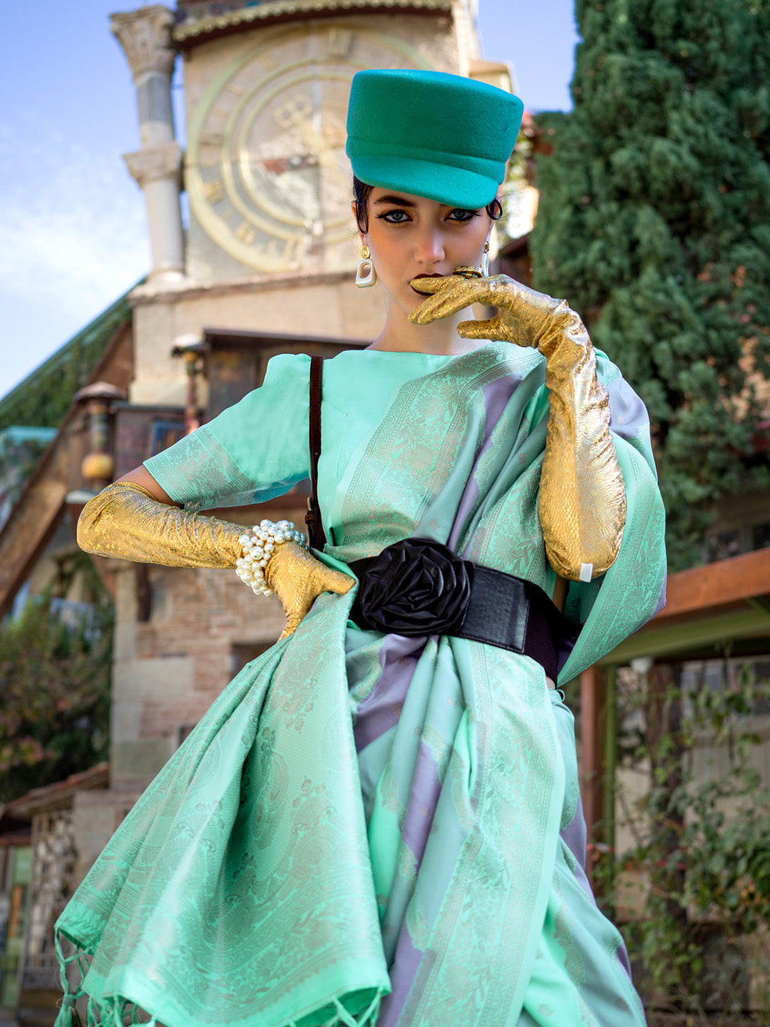 Green Katan Silk Saree