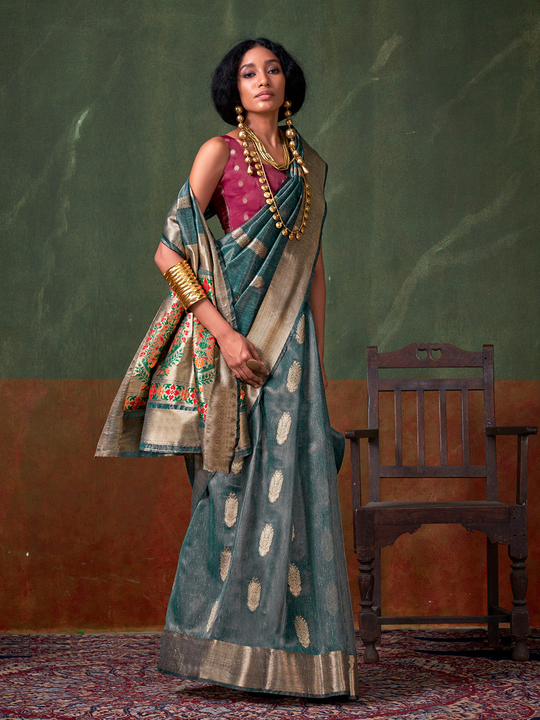 Blue Paithani Zari Tissue Saree