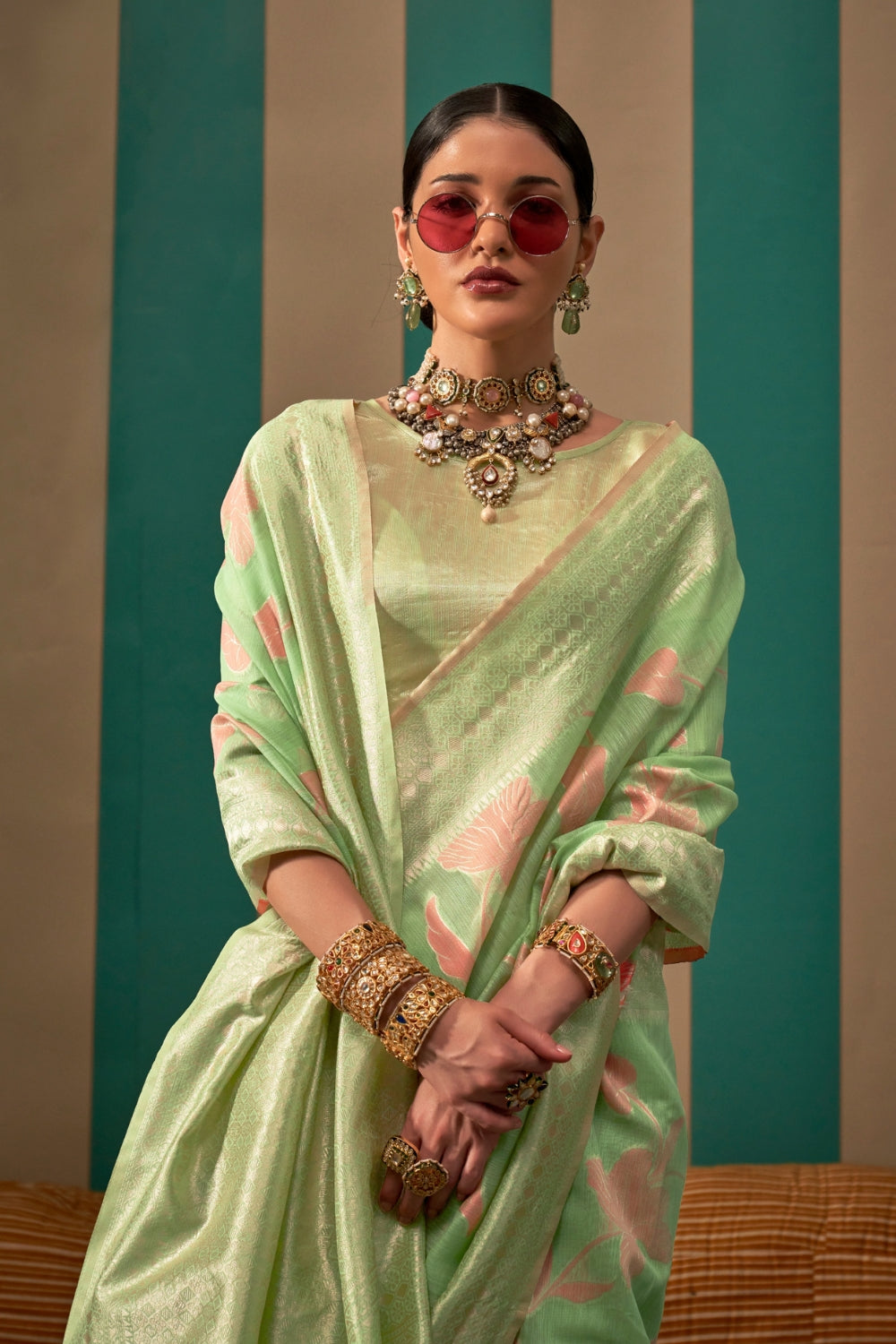 Light Green Linen Saree