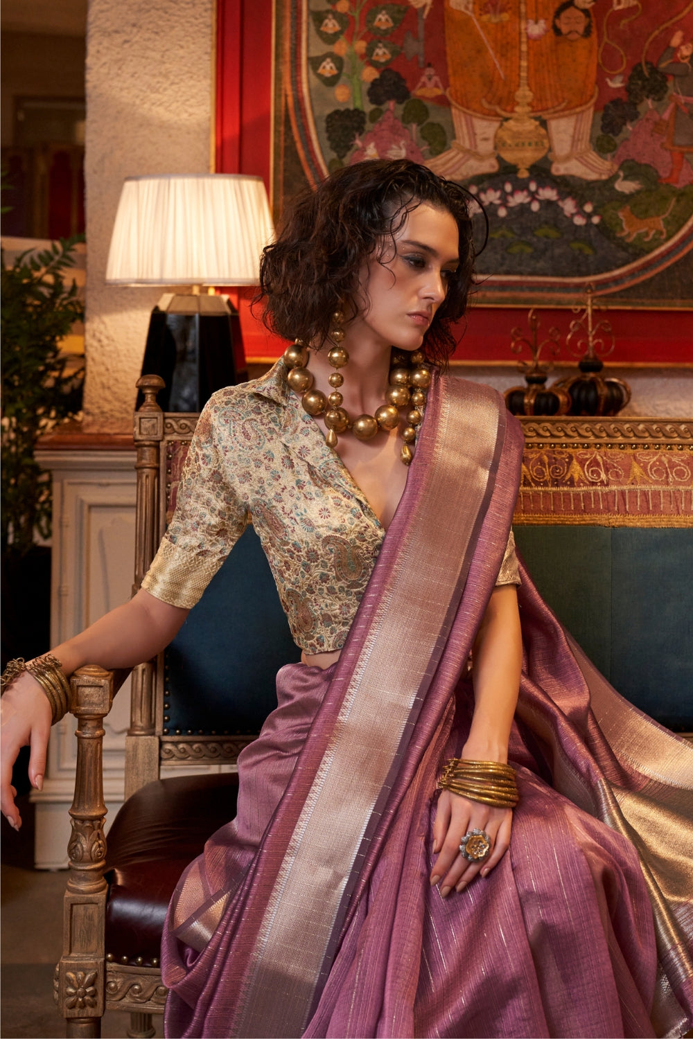 Purple Moss Chiffon Saree