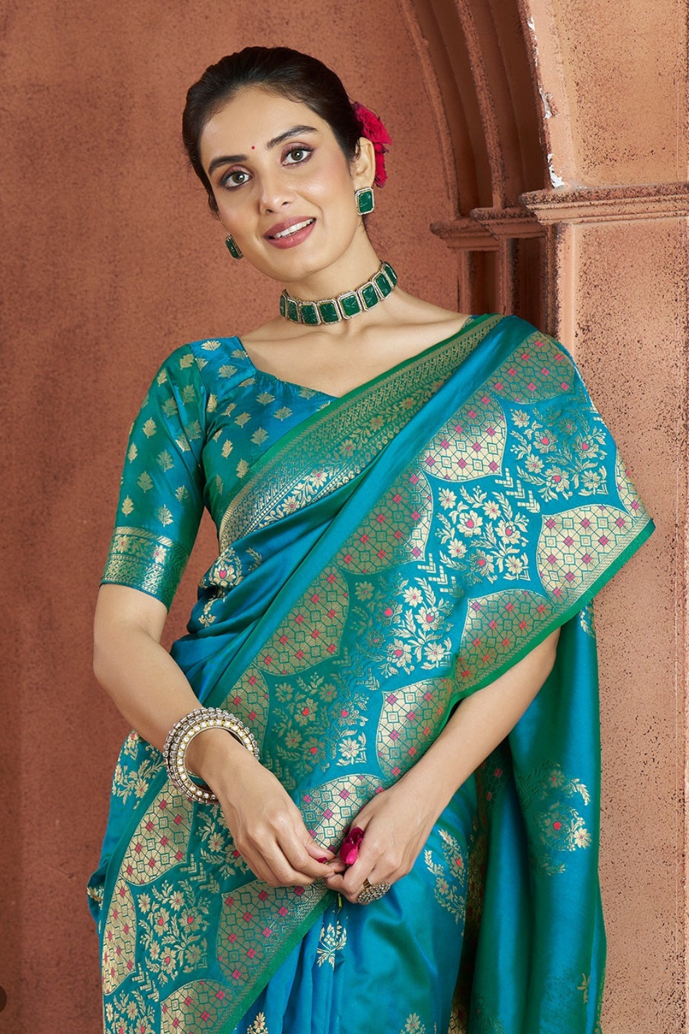 Blue Banarasi Silk Saree