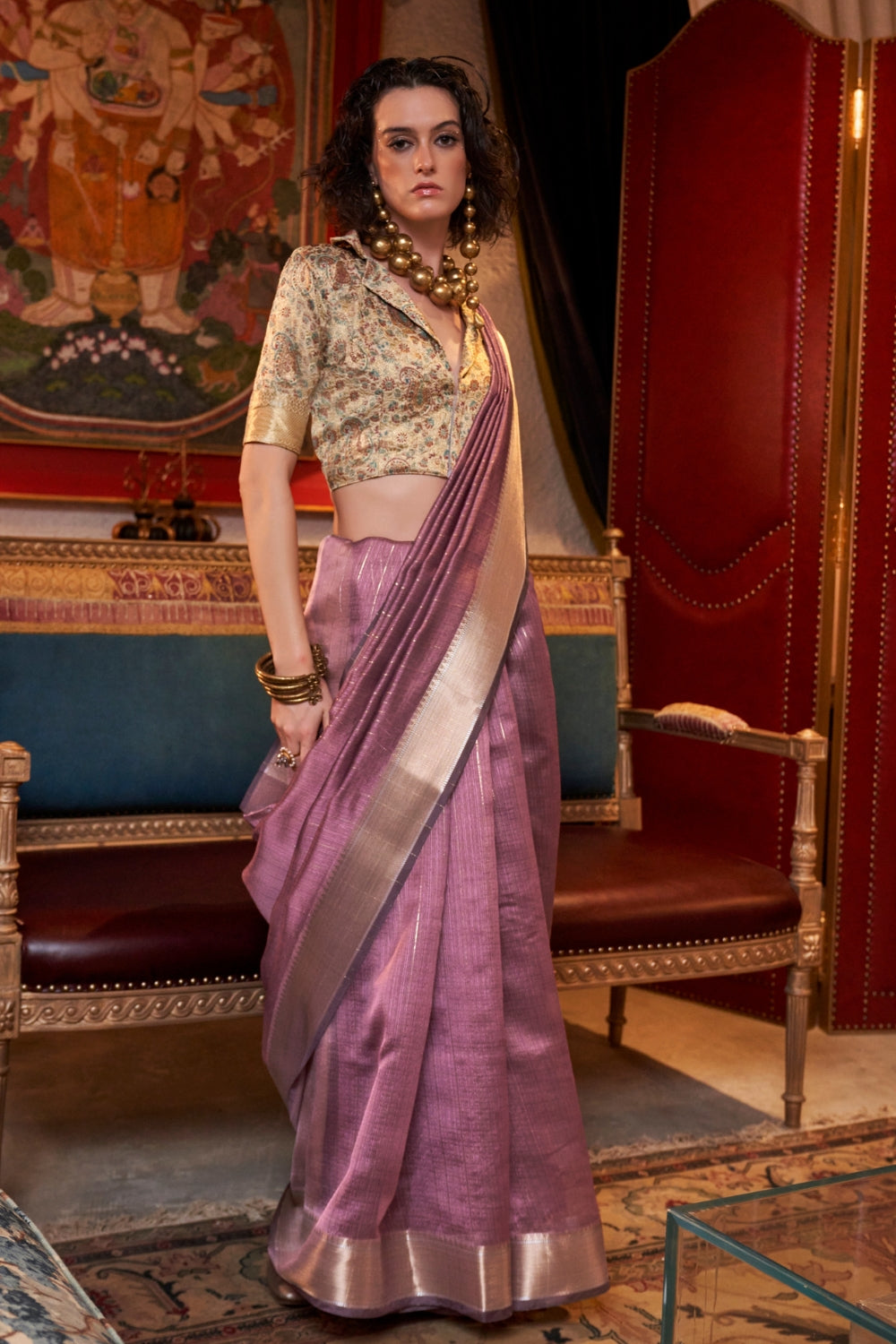 Purple Moss Chiffon Saree