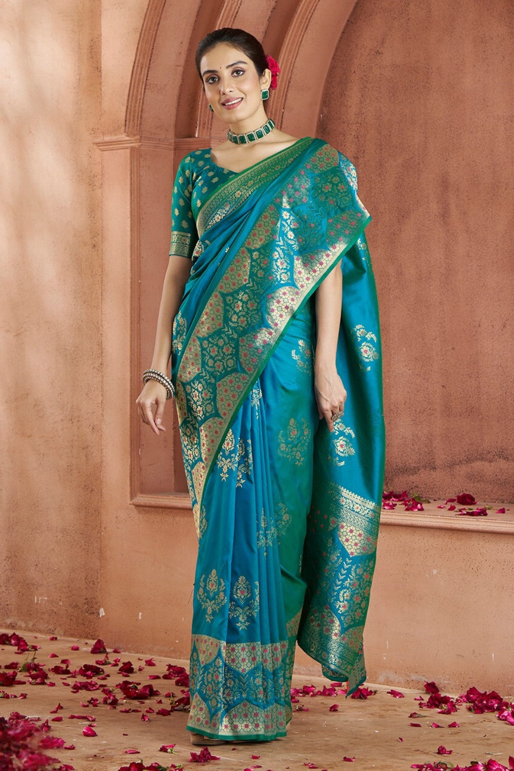 Blue Banarasi Silk Saree