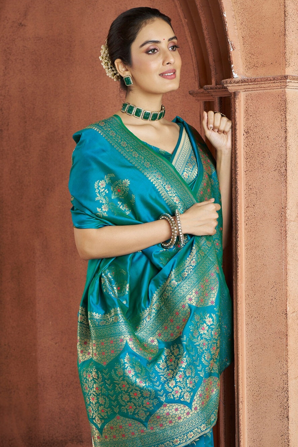Blue Banarasi Silk Saree