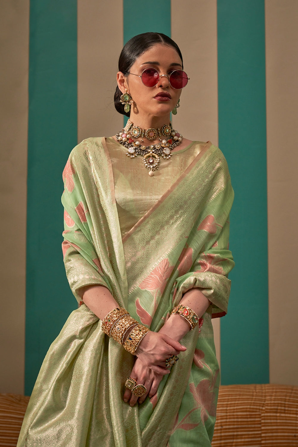 Light Green Linen Saree