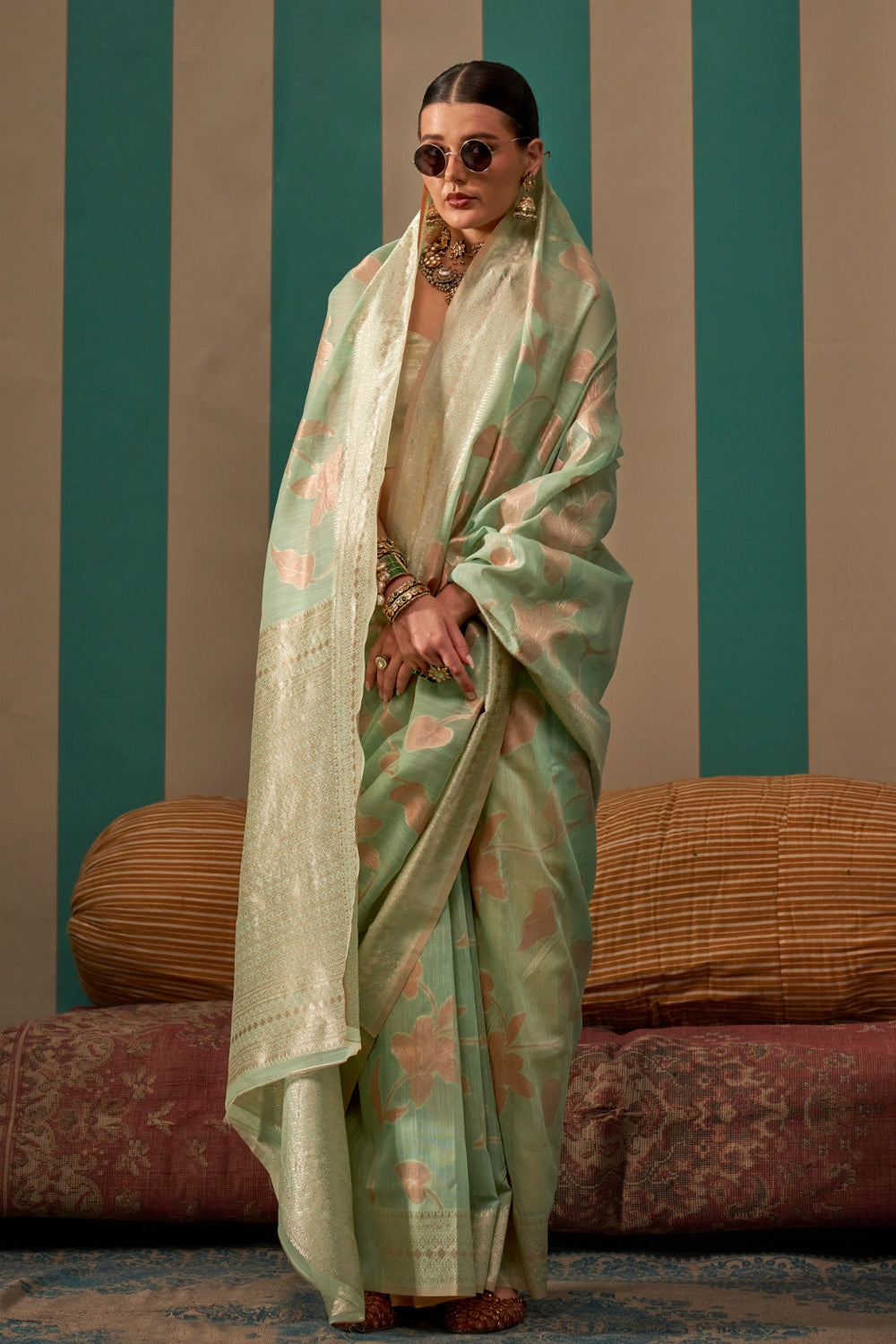 Light Green Linen Saree