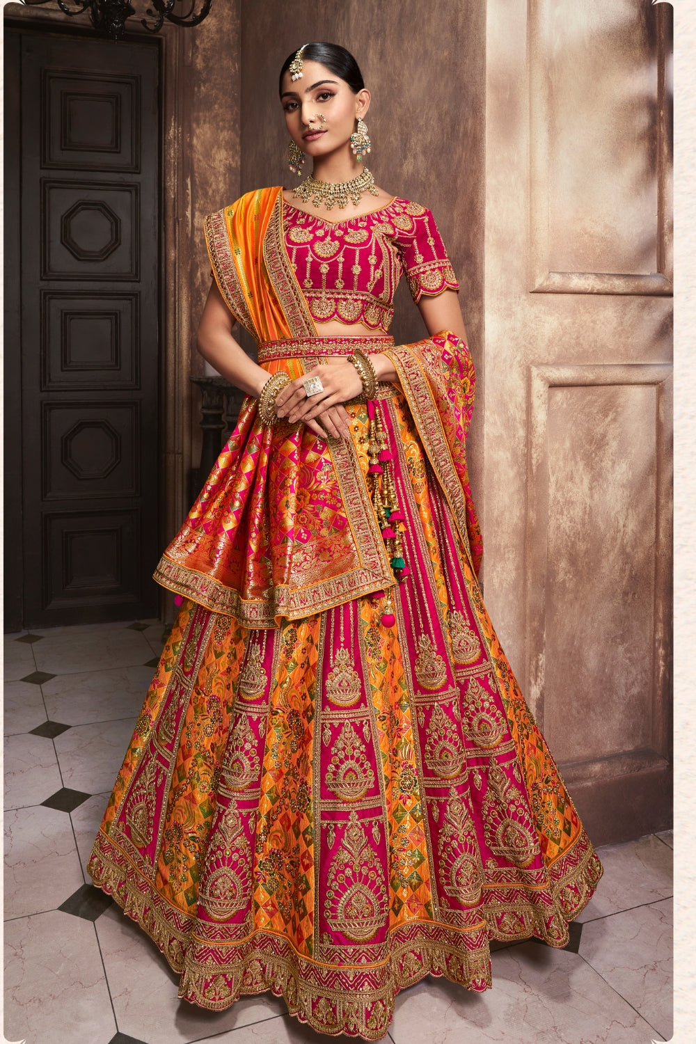 YELLOW BANARASI SILK LEHENGA