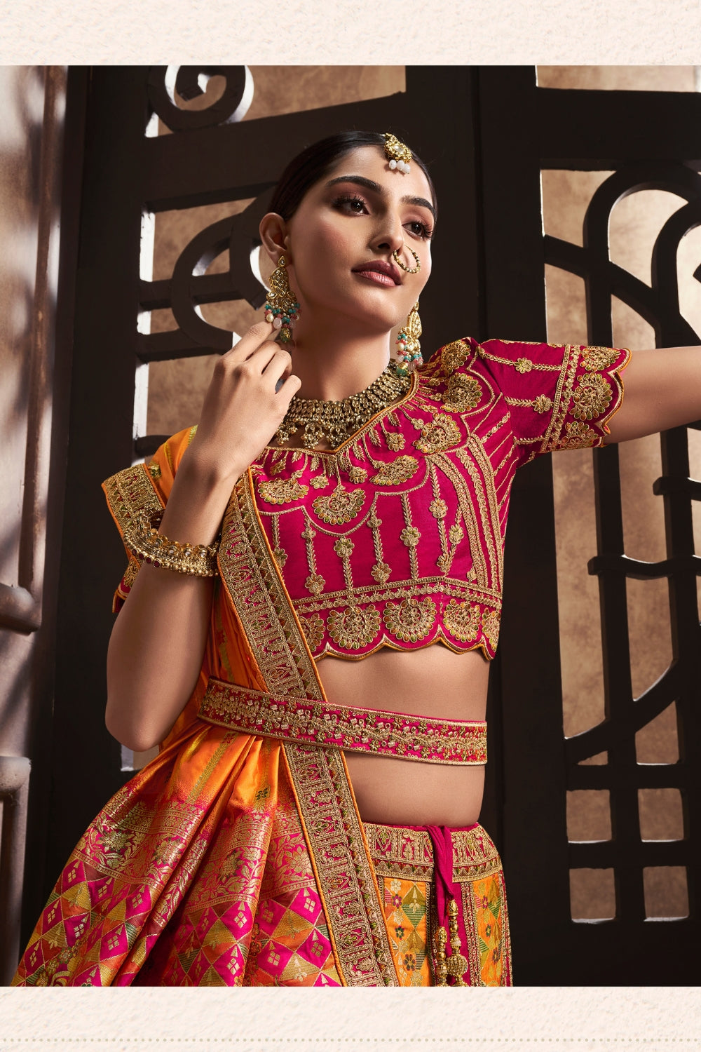 YELLOW BANARASI SILK LEHENGA