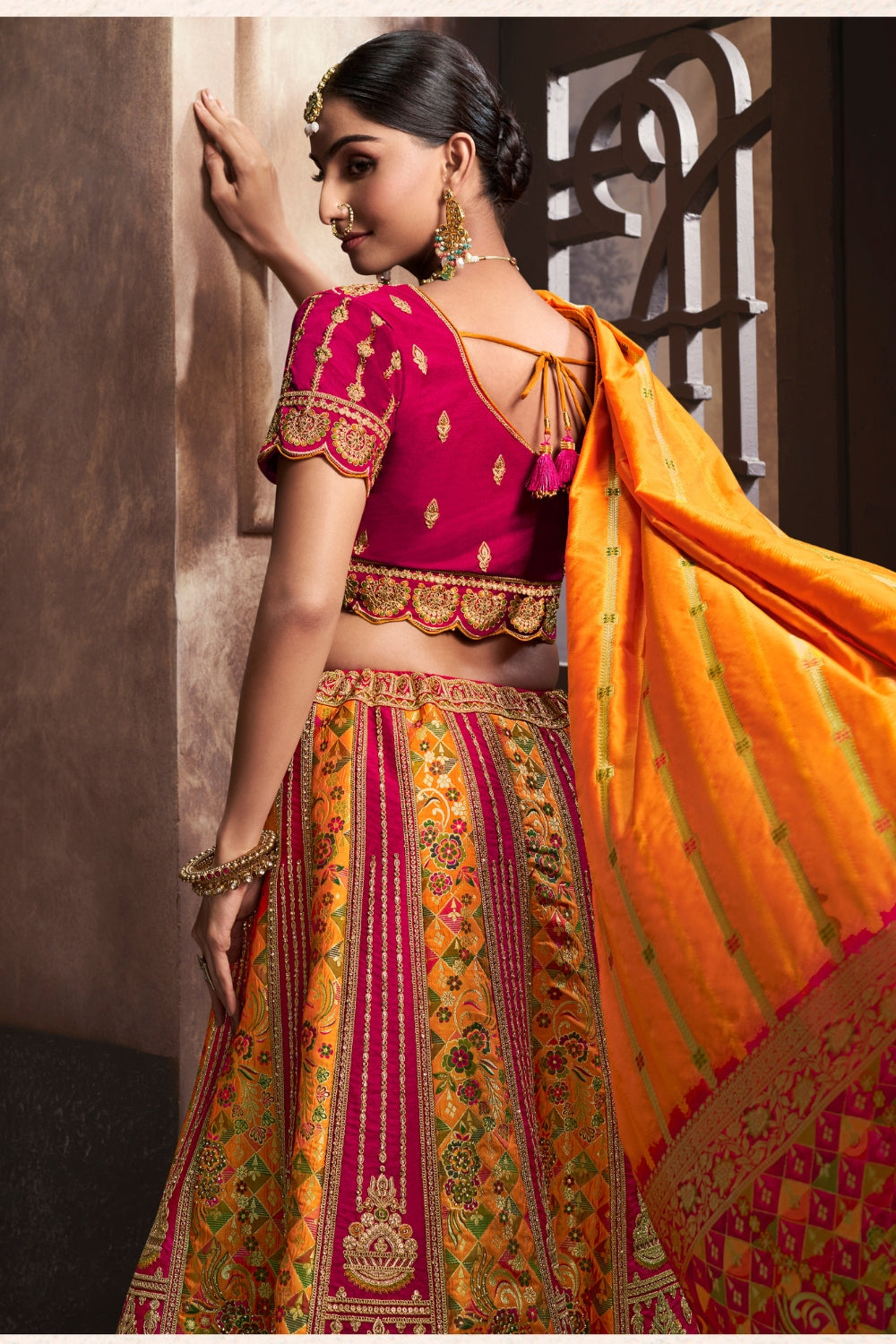 YELLOW BANARASI SILK LEHENGA