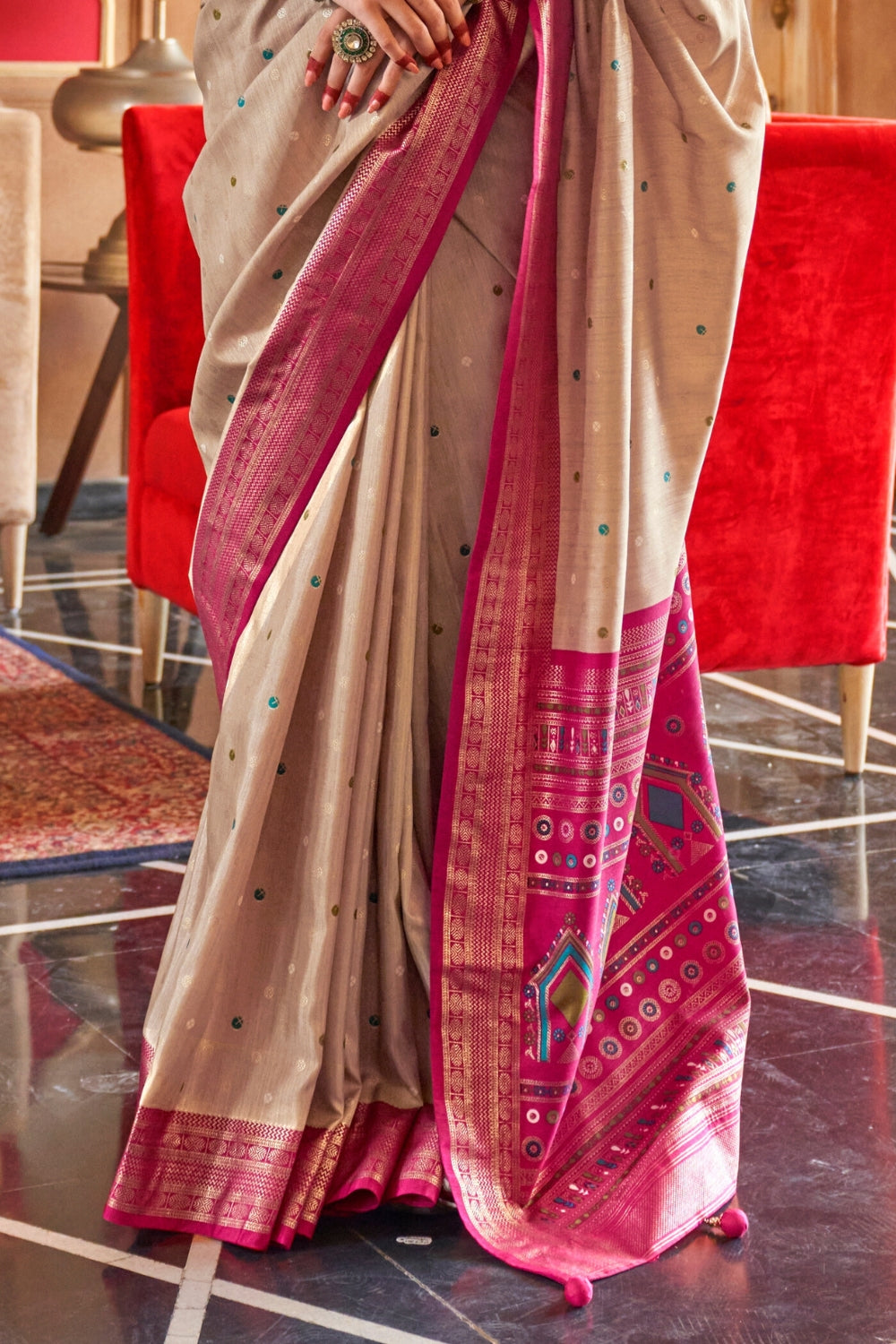 Beige PURE PATOLA Saree