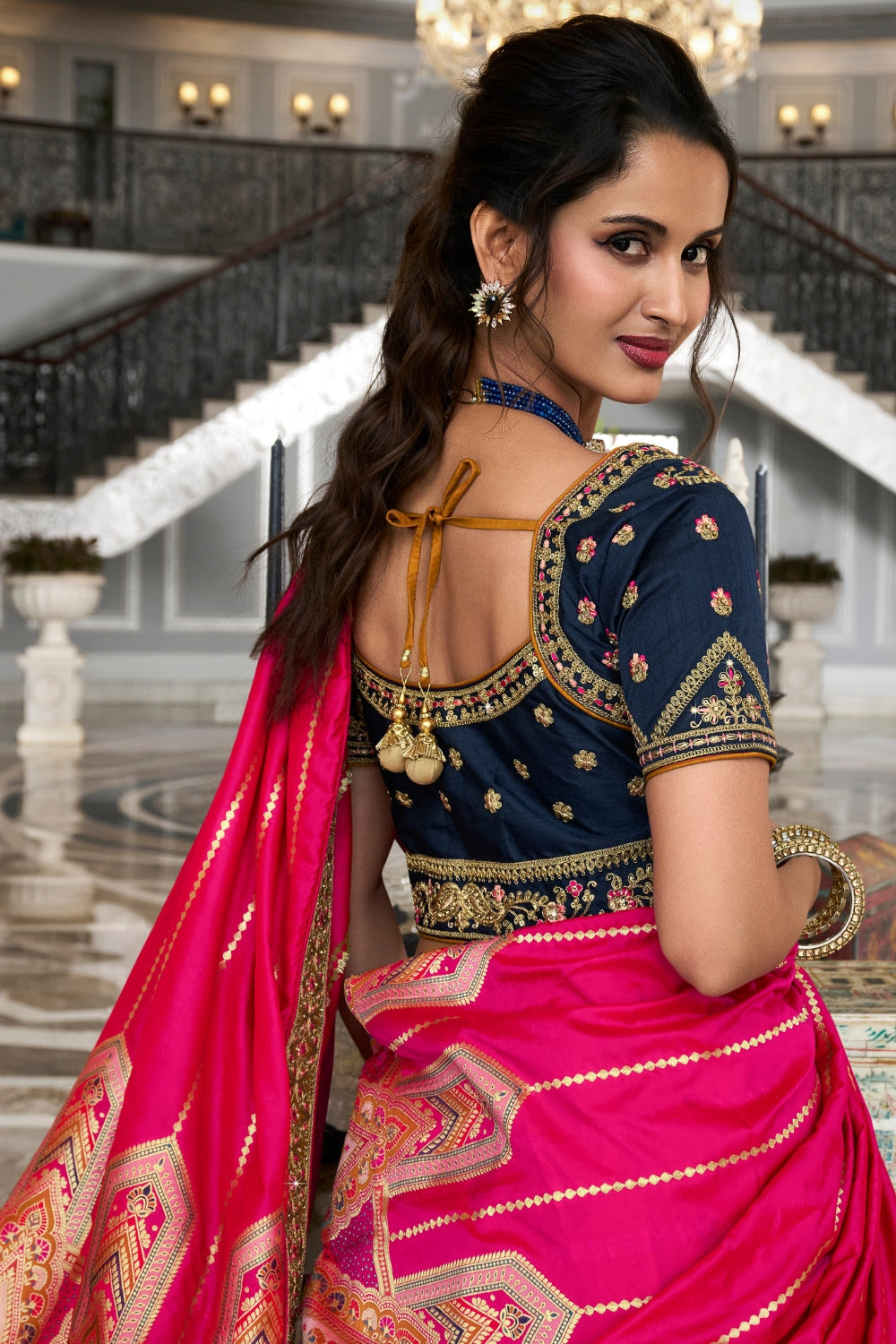 MULTICOLOR BANARASI SILK WITH ZARKAN CODDING WORK LEHENGA