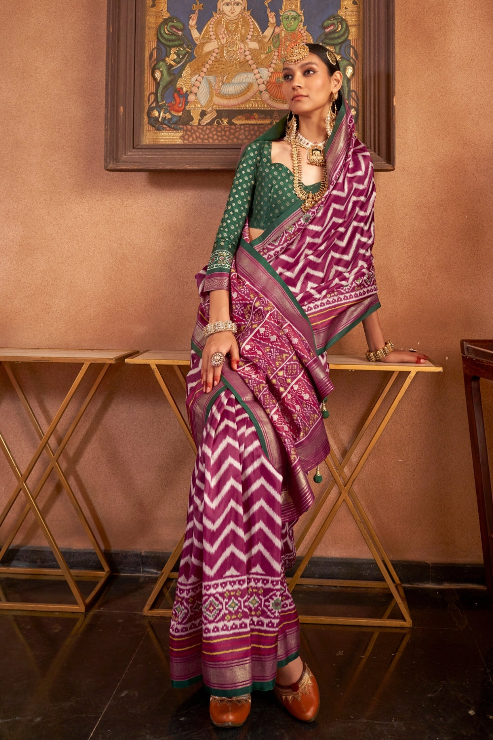 Wine Patola Silk Saree