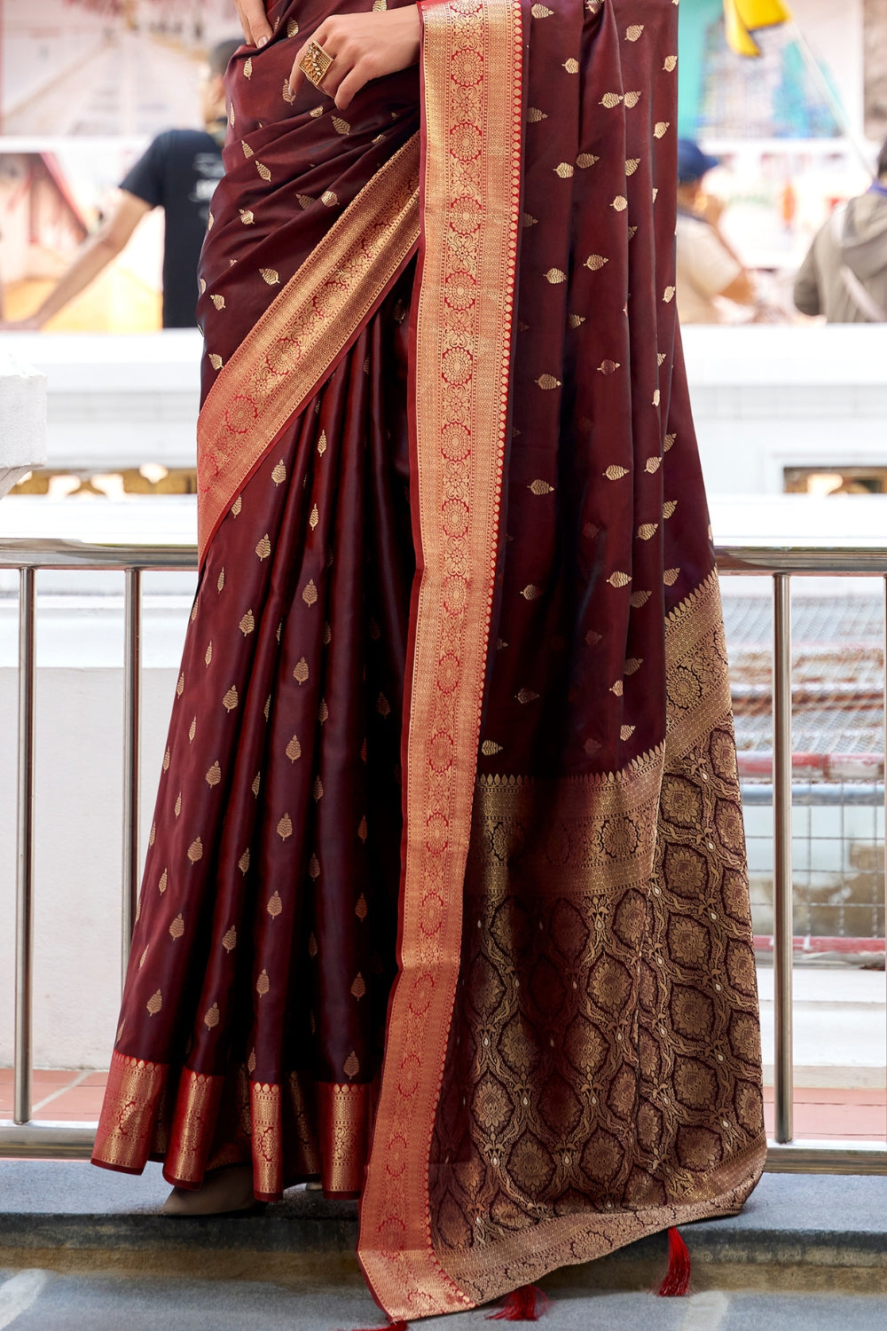 Brown Sattin Silk Saree