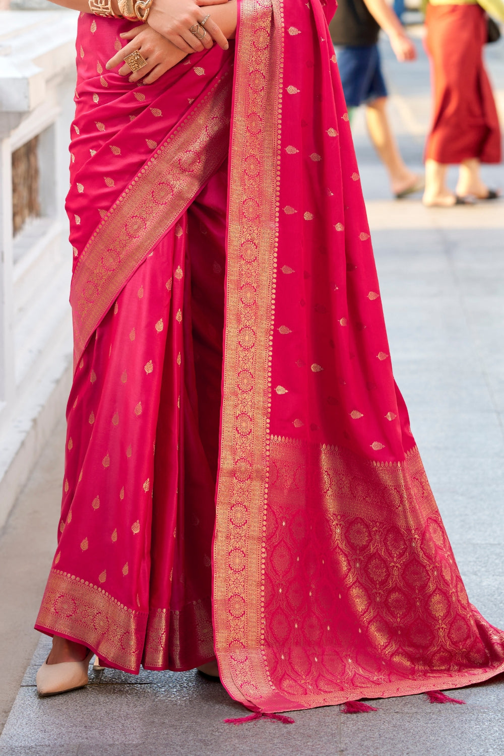 Pink Sattin Silk Saree