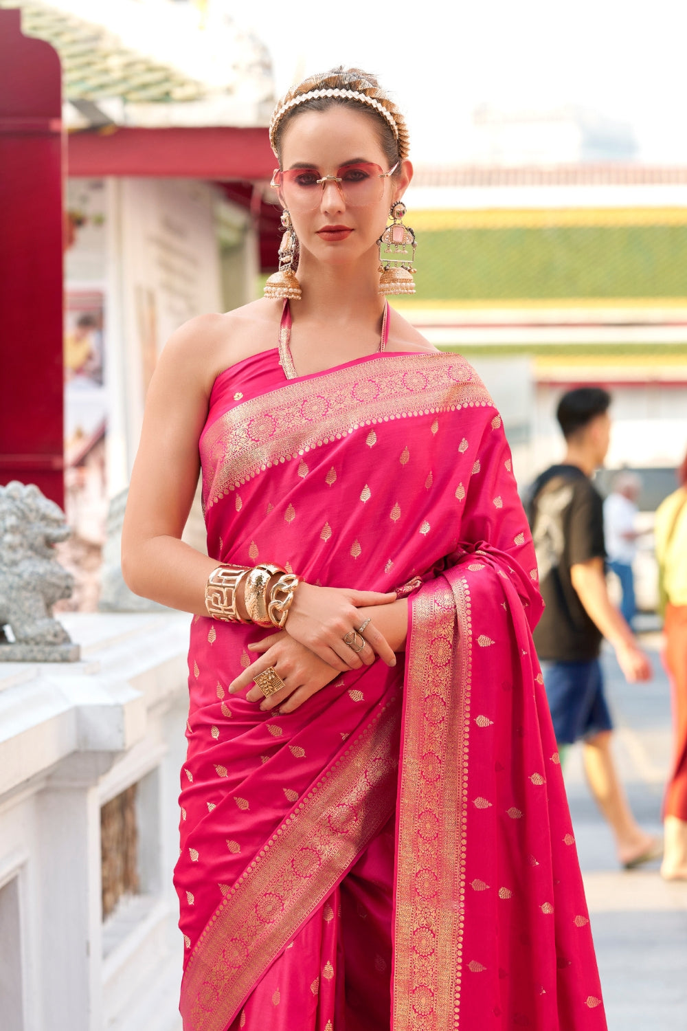 Pink Sattin Silk Saree