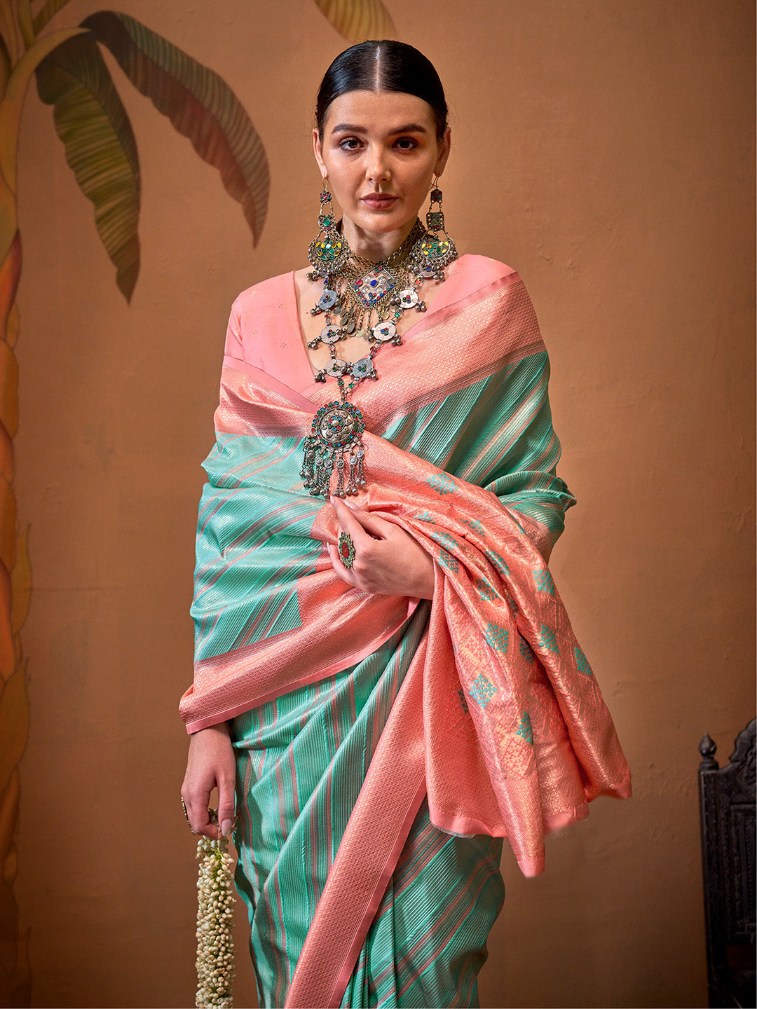 Sky Blue Party Wear Silk Saree