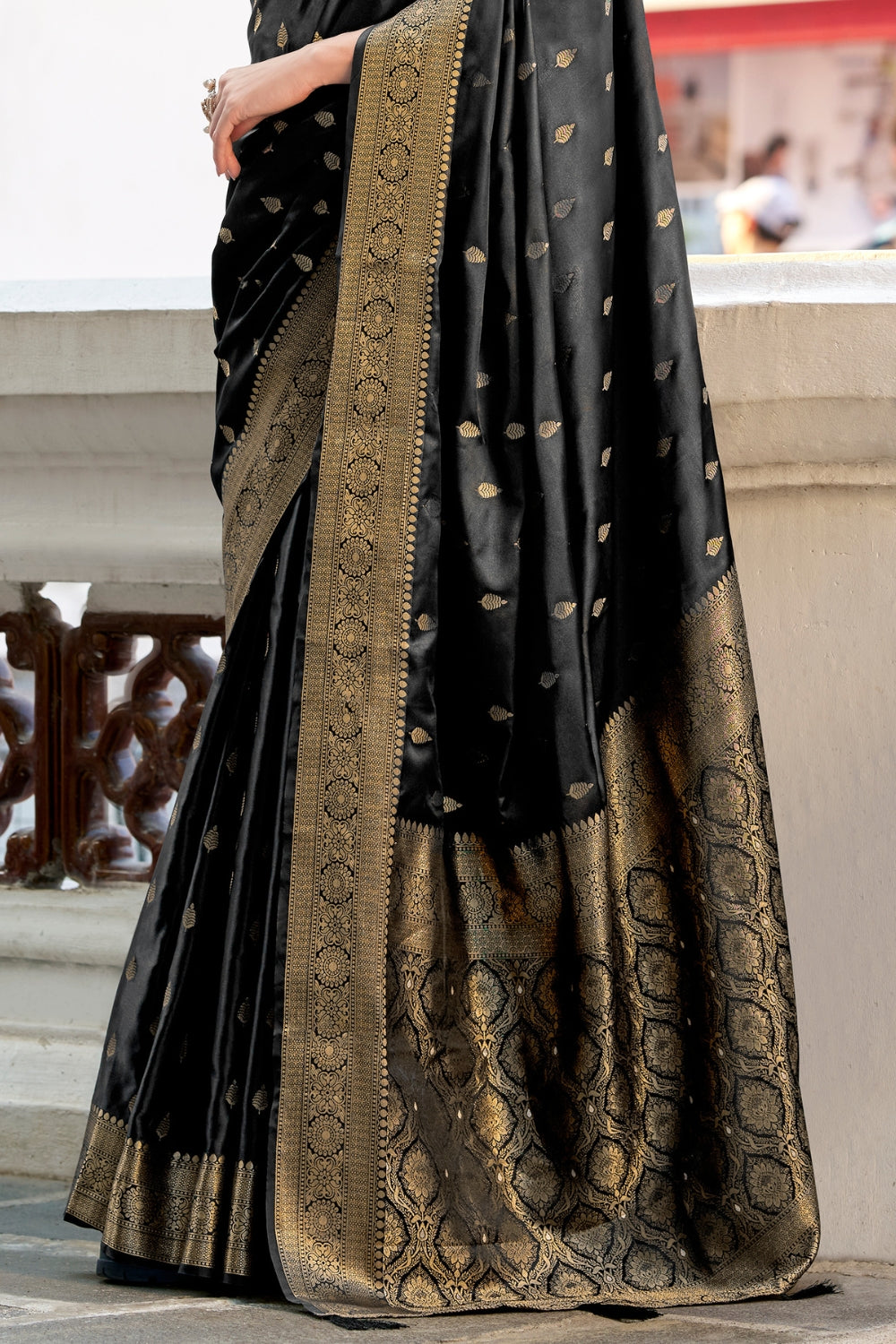 Black Sattin Silk Saree