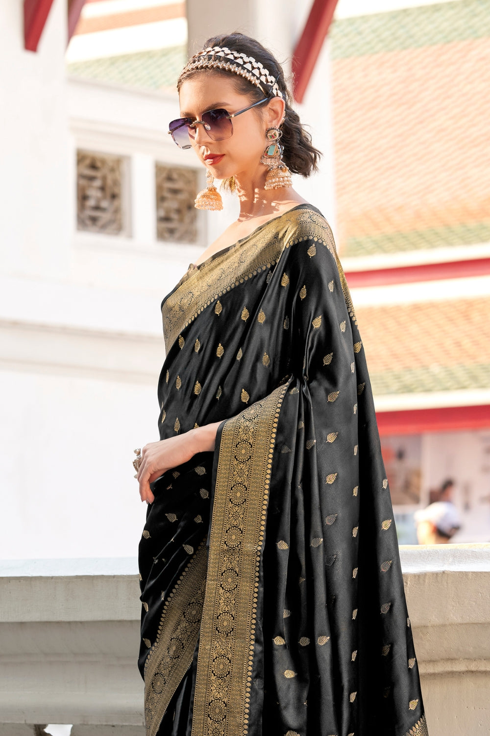 Black Sattin Silk Saree