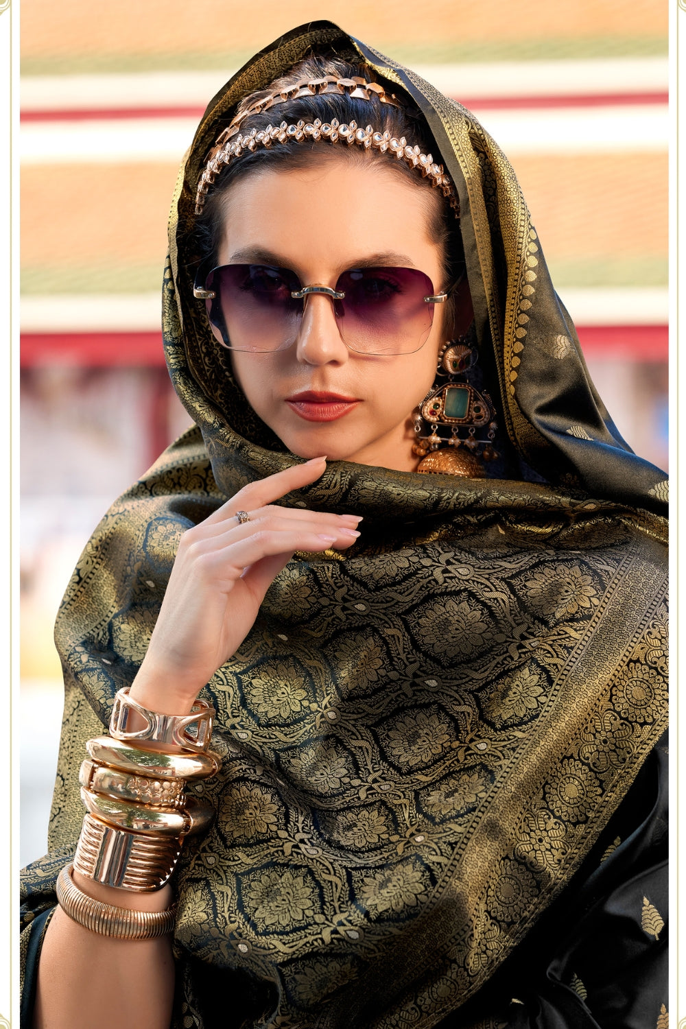Black Sattin Silk Saree