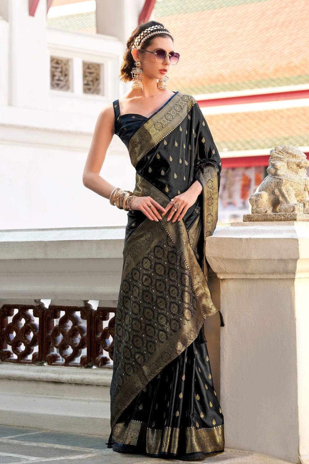 Black Sattin Silk Saree