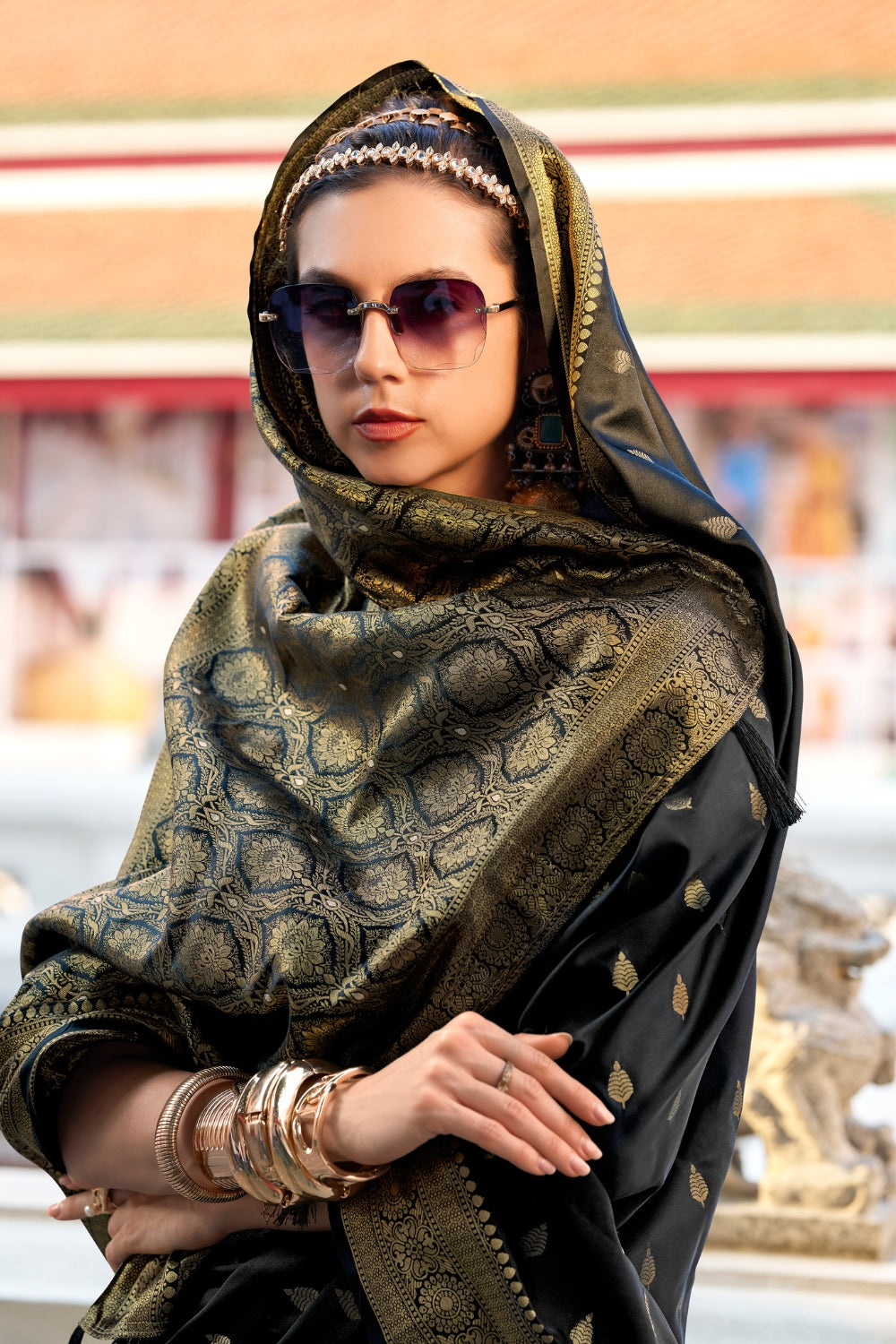 Black Sattin Silk Saree