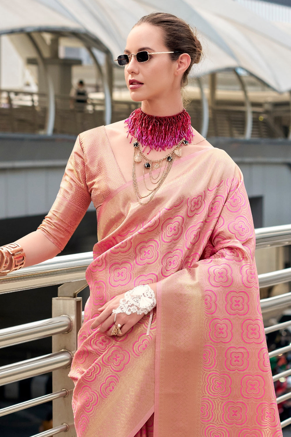 Peach Kanchivaram Buttery Silk Saree