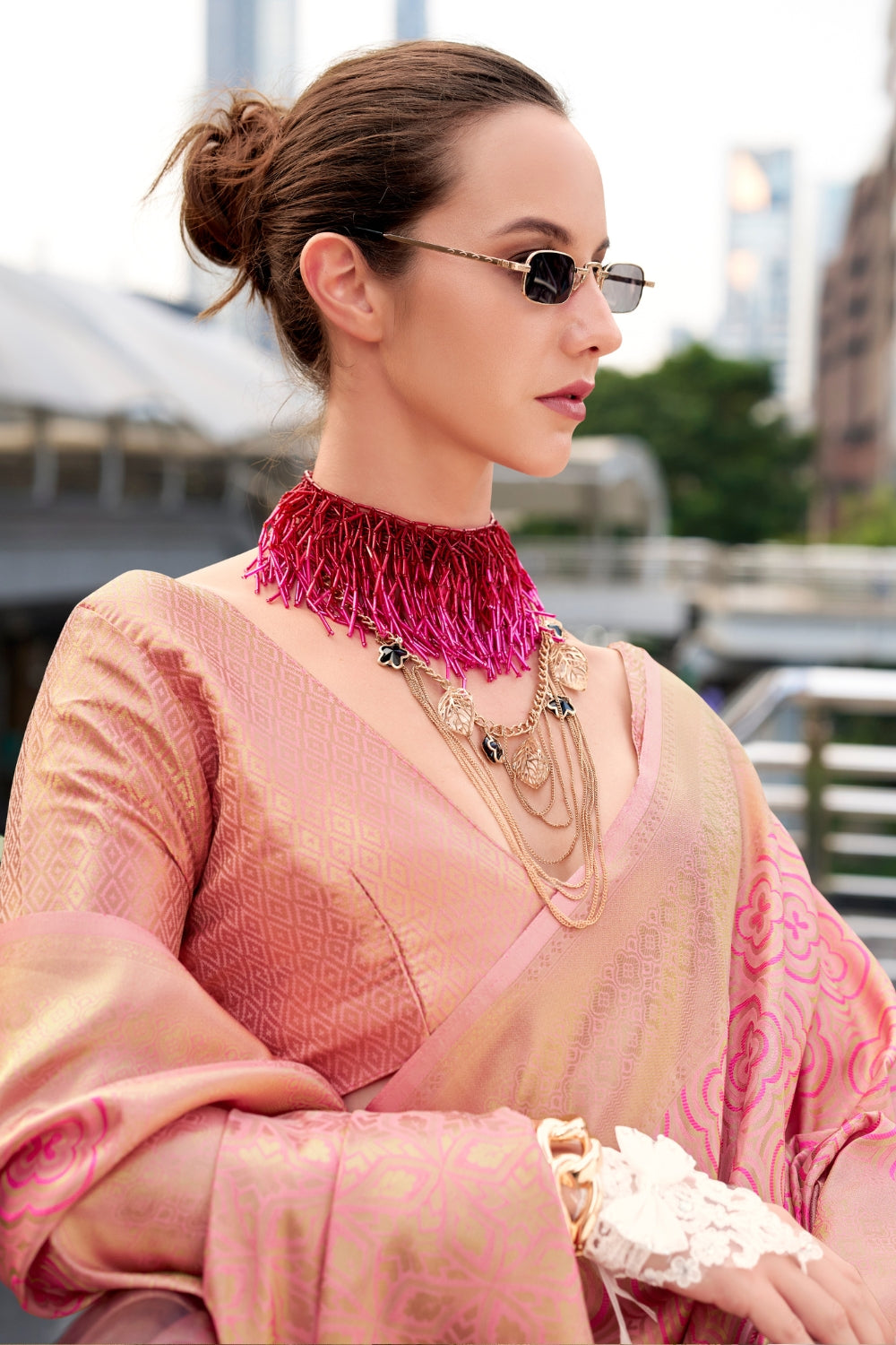 Peach Kanchivaram Buttery Silk Saree