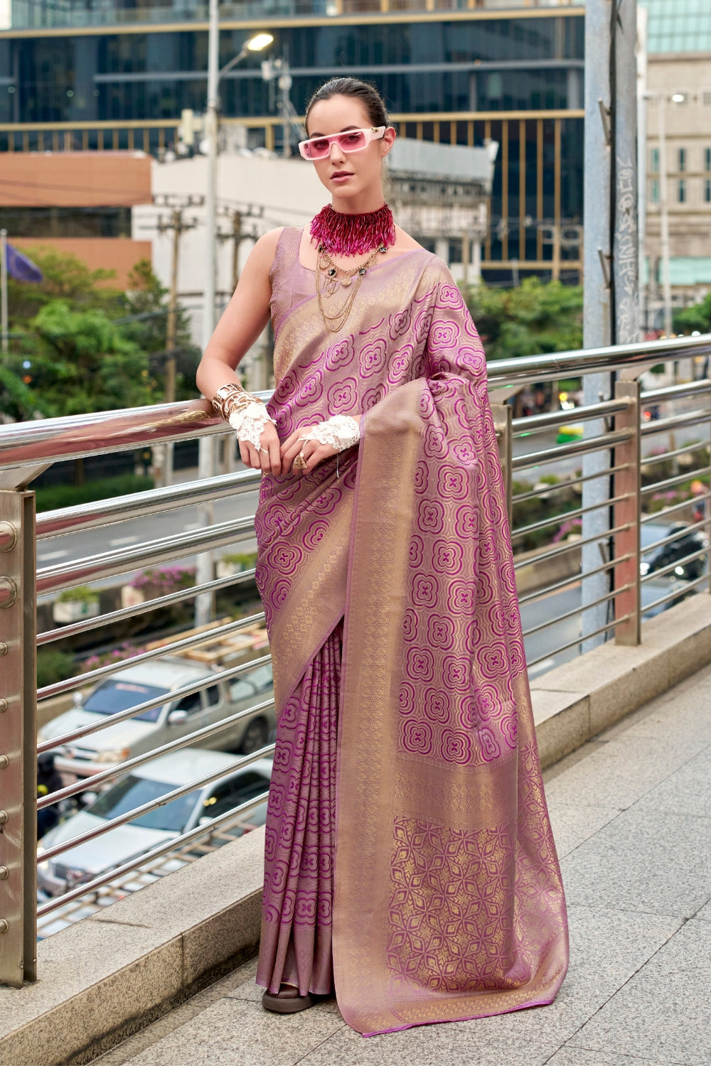 Purple Kanchivaram Buttery Silk Saree