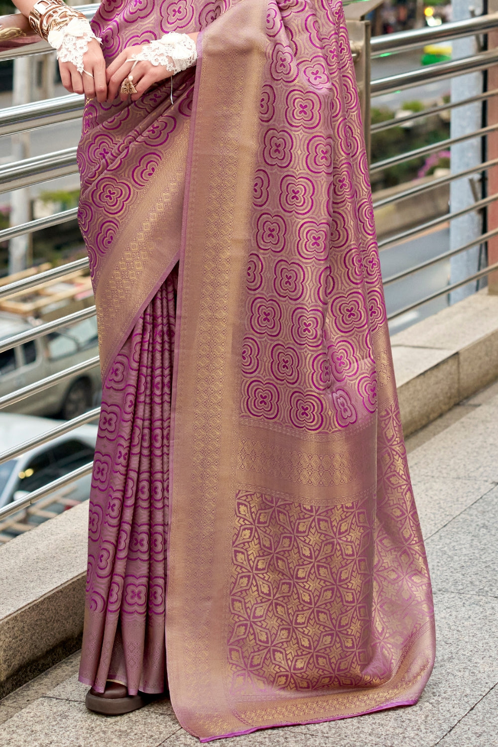 Purple Kanchivaram Buttery Silk Saree