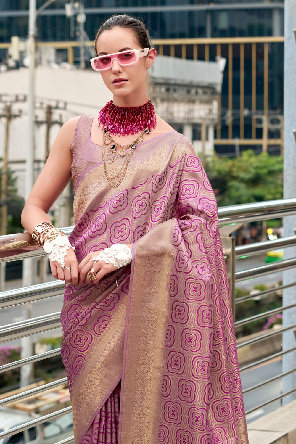 Purple Kanchivaram Buttery Silk Saree