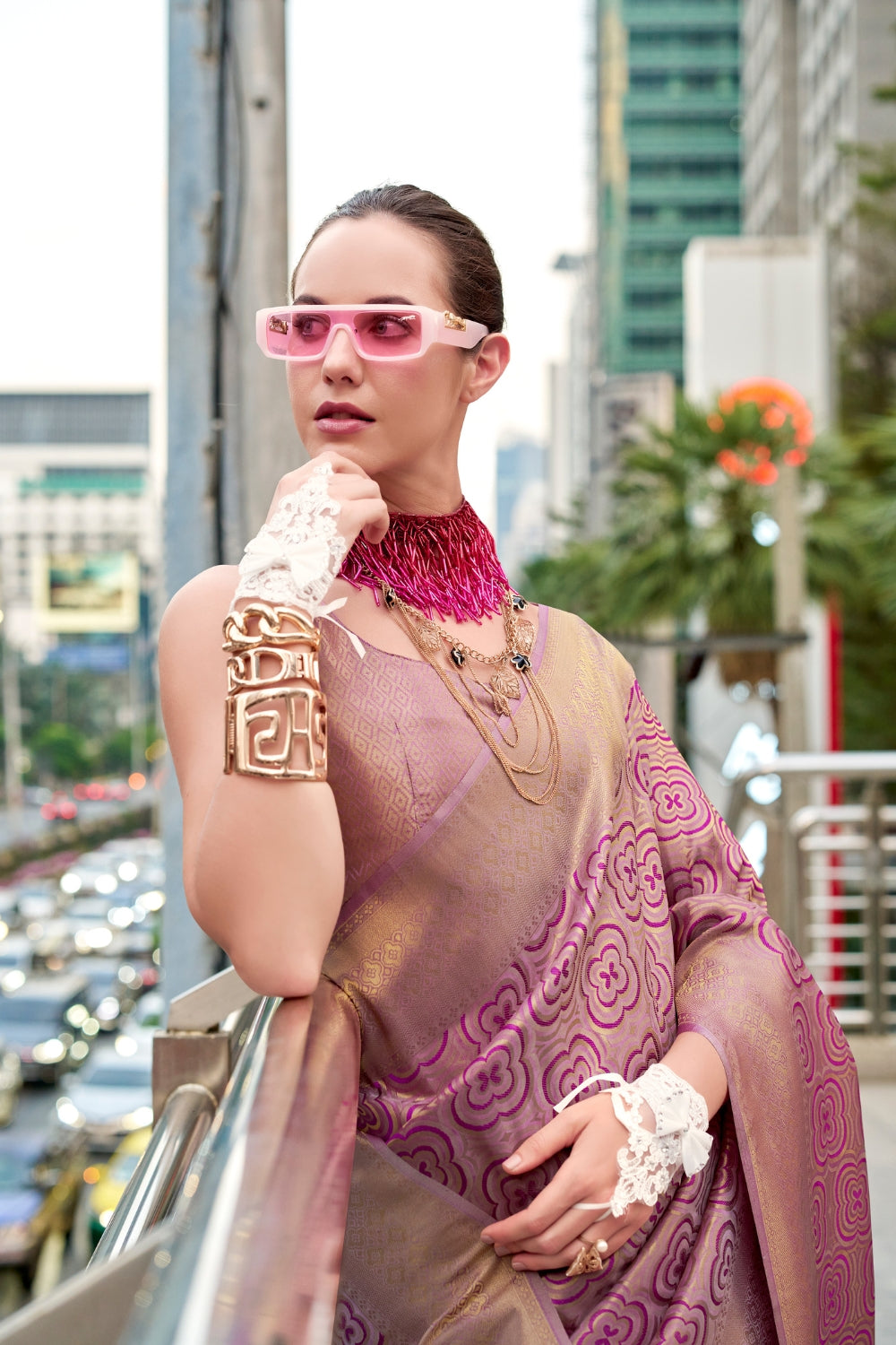 Purple Kanchivaram Buttery Silk Saree