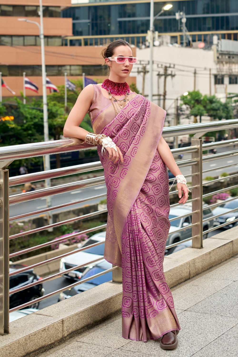 Purple Kanchivaram Buttery Silk Saree