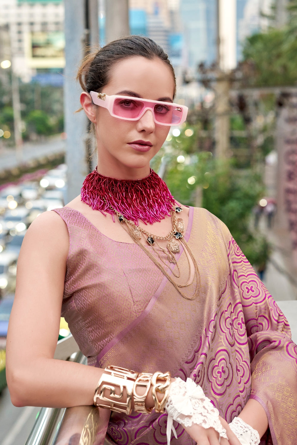 Purple Kanchivaram Buttery Silk Saree