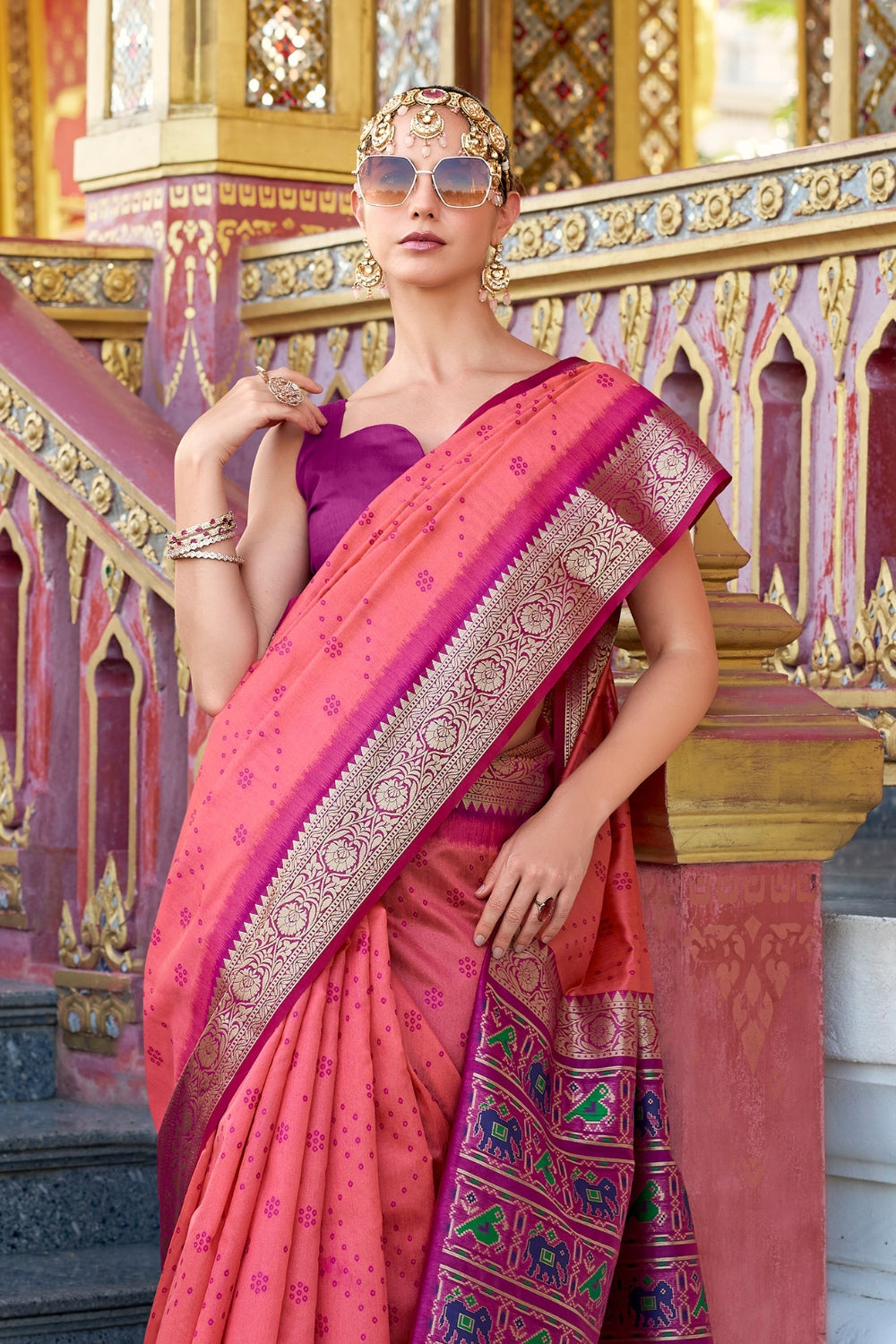 Cherry Pink Banarasi Saree
