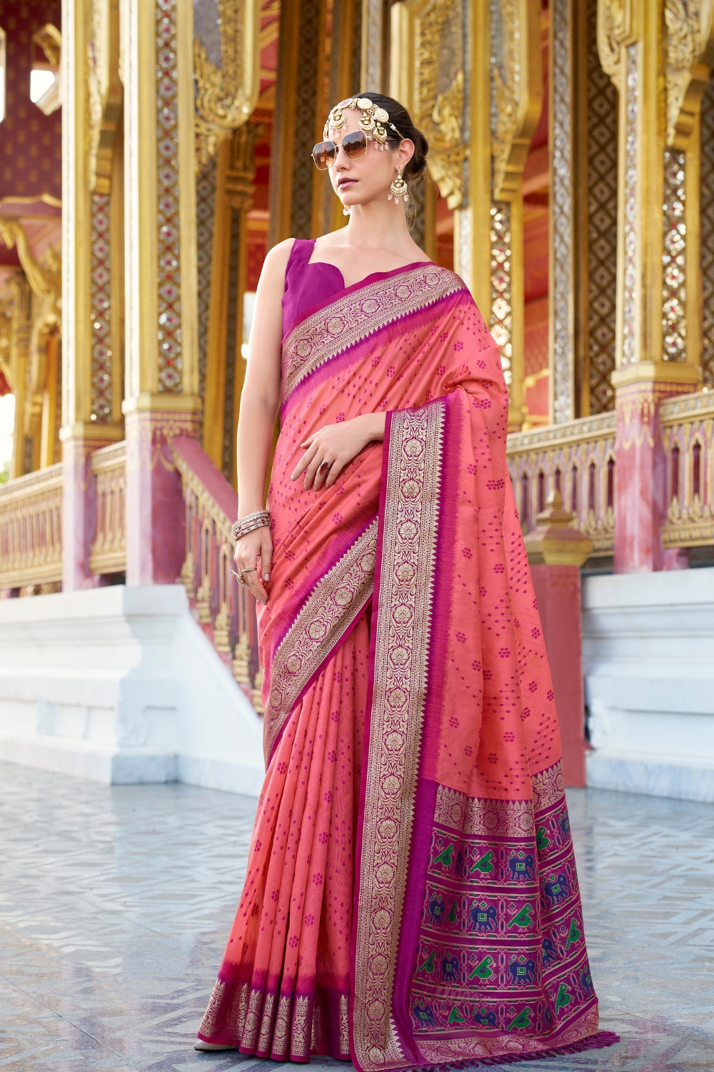 Cherry Pink Banarasi Saree