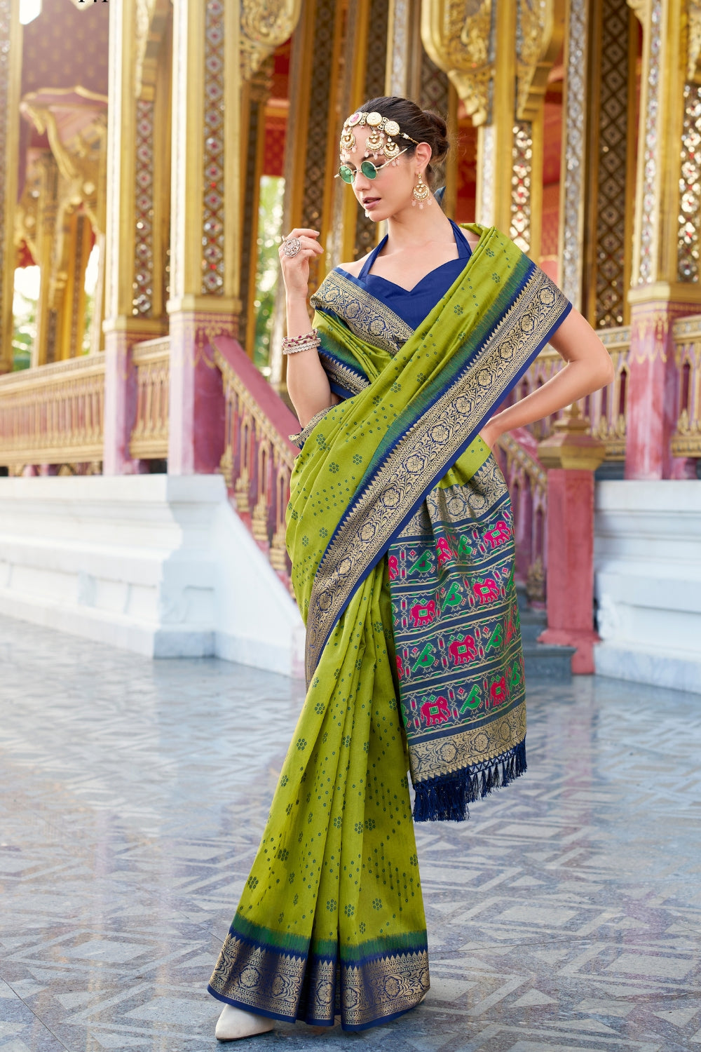 Pear Green Banarasi Saree